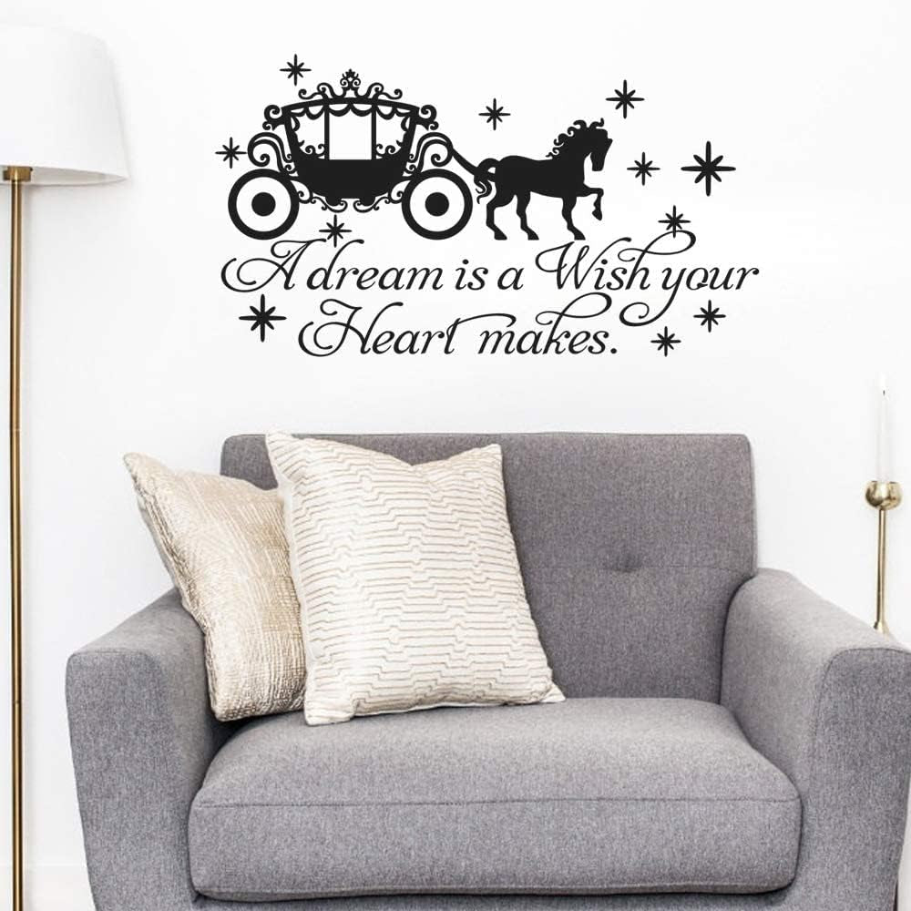 A Dream Is a Wish Your Heart Makes Wall Decals Inspirational Quote Fairytale Wall Sticker Baby Room Nursery Decor