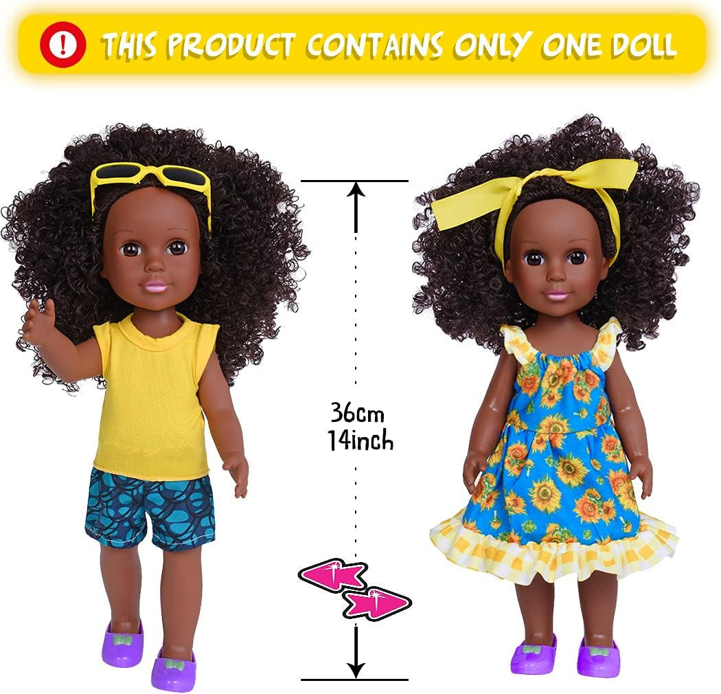 Dolls & Accessories African Baby Doll 14.5 Inch Reborn Baby Doll Real Life Baby Dolls Black Baby Dolls (1 Doll+1 Shoes+2 Outfits +4 Pcs Accessories)