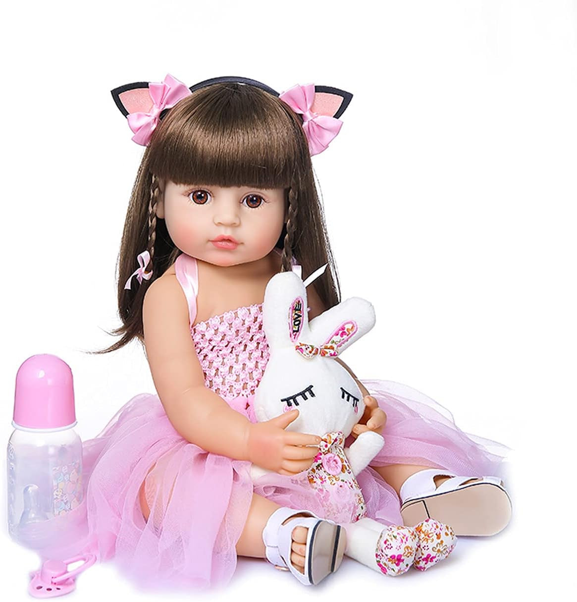 22 Inch 55CM Realistic Sweet Face Real Baby Size Reborn Toddler Newborn Girl Doll Crafted in Silicone Vinyl Full Body Children Birthday