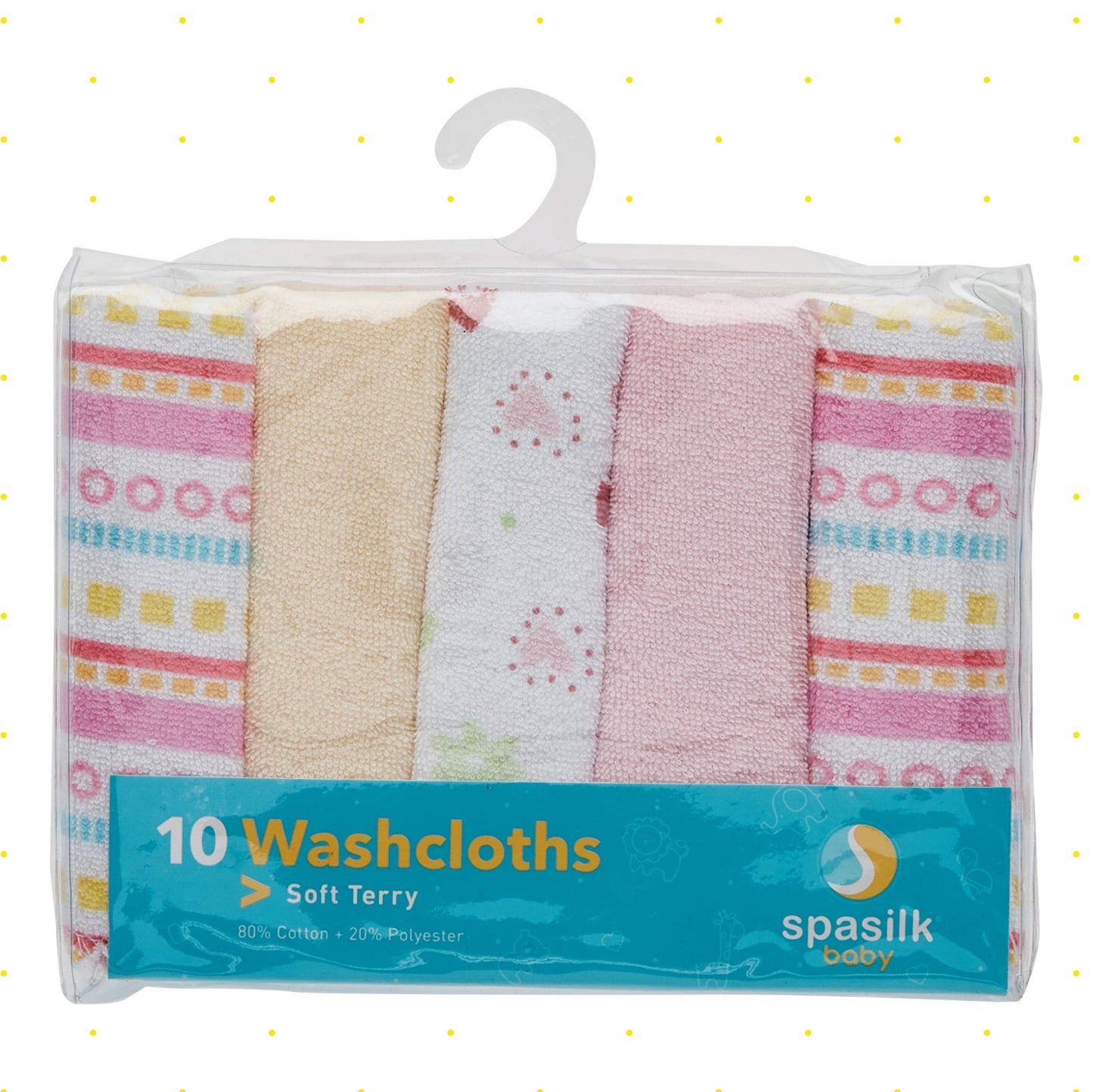 Washcloth Wipes Set for Newborns and Infants, Terry Bathtime Essentials, Pack of 10, Pink Stripes