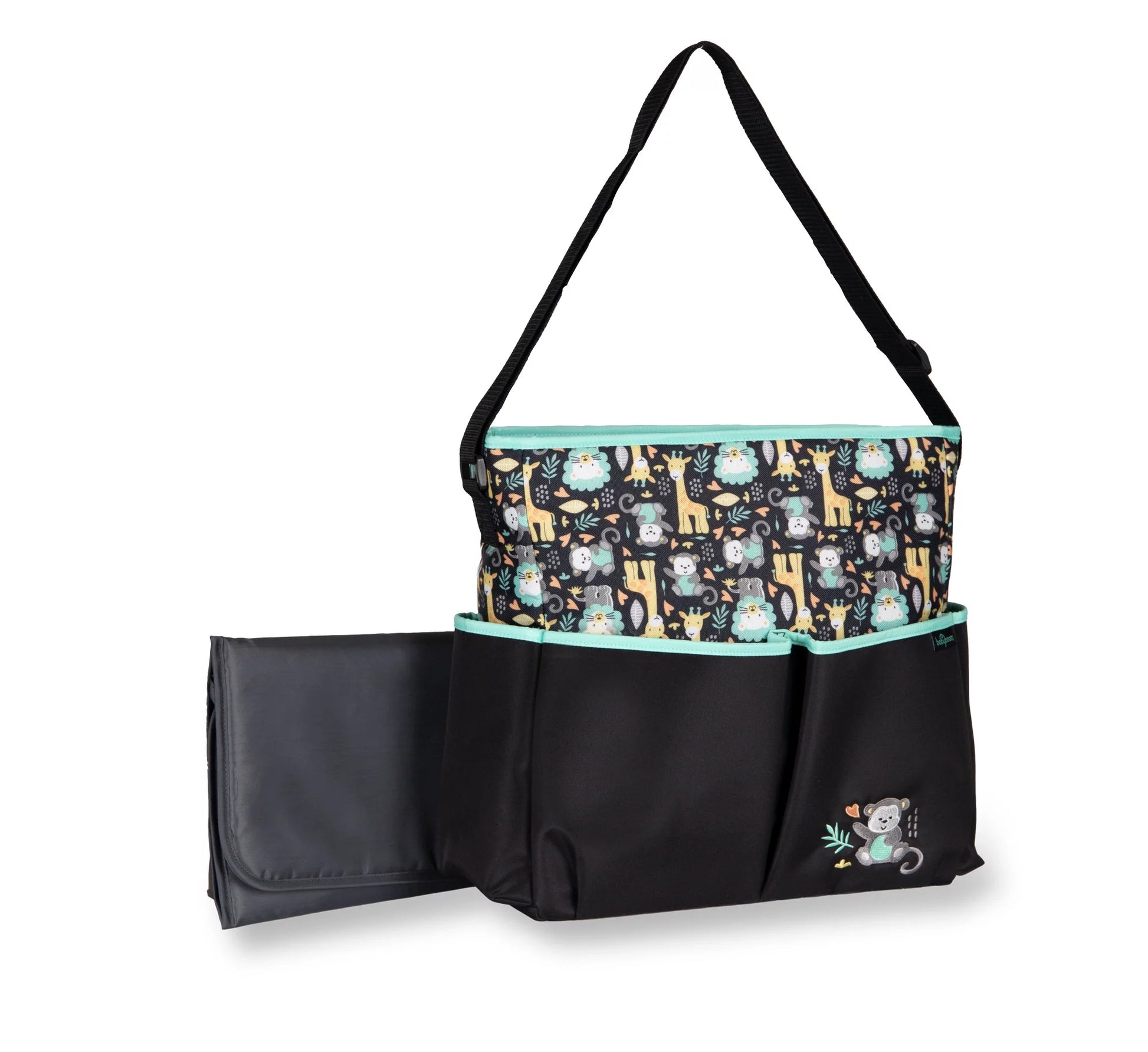 Monkey Print Top Zip Tote Diaper Bag