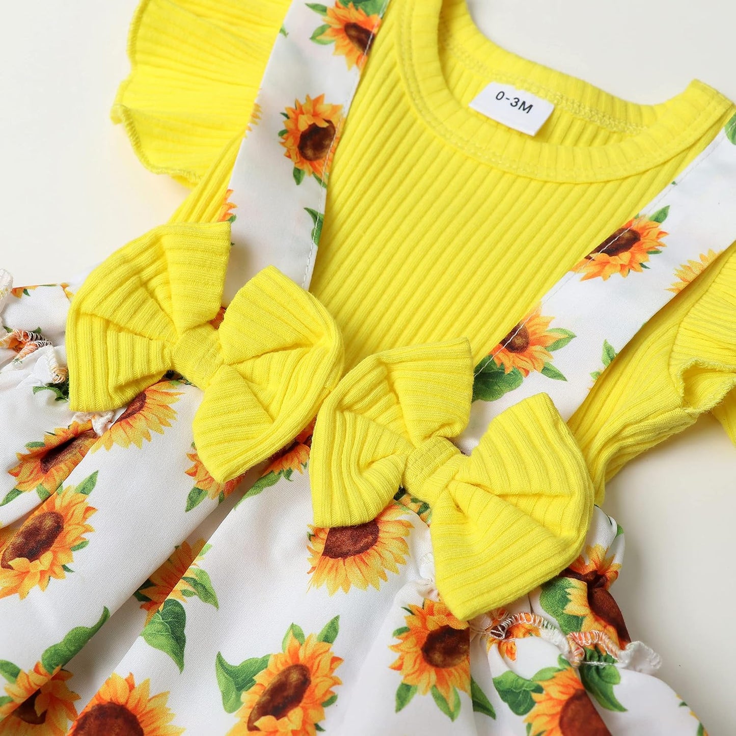 Newborn Baby Girl Clothes Infant Romper Floral Suspender Dress Ruffle Sleeve Onesie Outfit Jumpsuit Headband Spring Summer