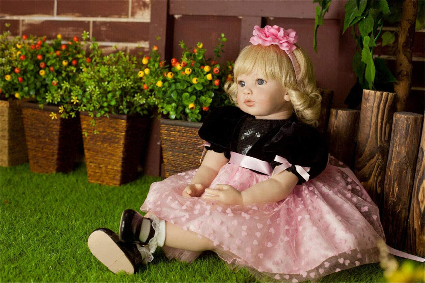 Reborn Baby Dolls Realitic Toddler Girl Silicone Vinyl 24 Inch Lifelike Newborn Toddlers Dolls Real Looking Blonde Hair Princess Girls Toys Weighted Handmade with Accessories Birthday Present