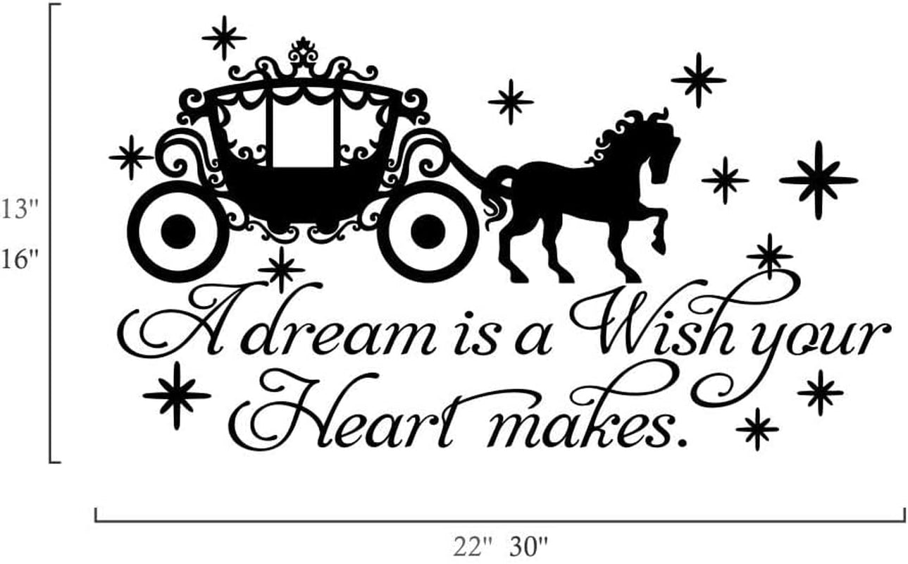 A Dream Is a Wish Your Heart Makes Wall Decals Inspirational Quote Fairytale Wall Sticker Baby Room Nursery Decor