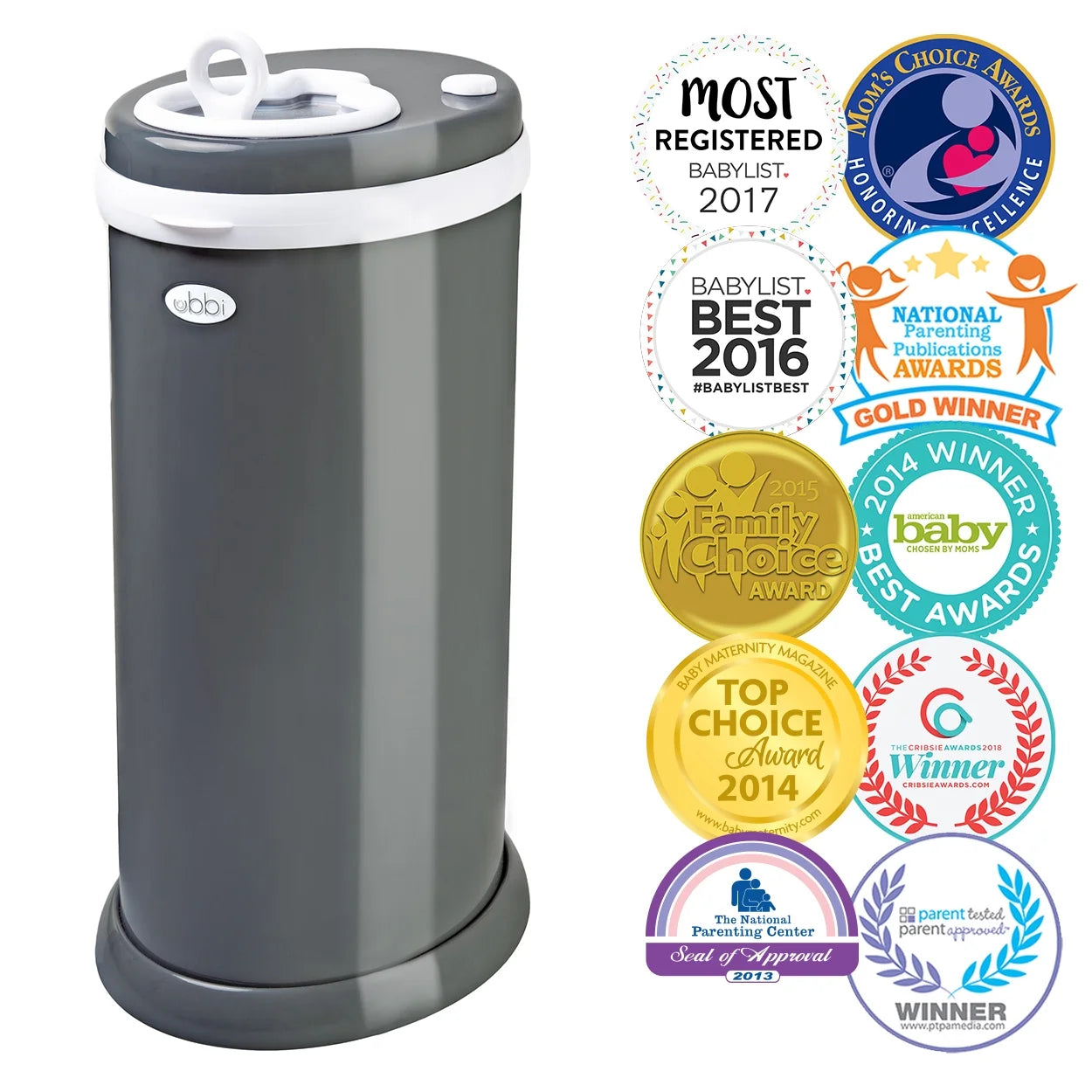 Steel Diaper Pail, Odor Locking, No Special Bag Required, Award-Winning, Registry Must-Have, Slate