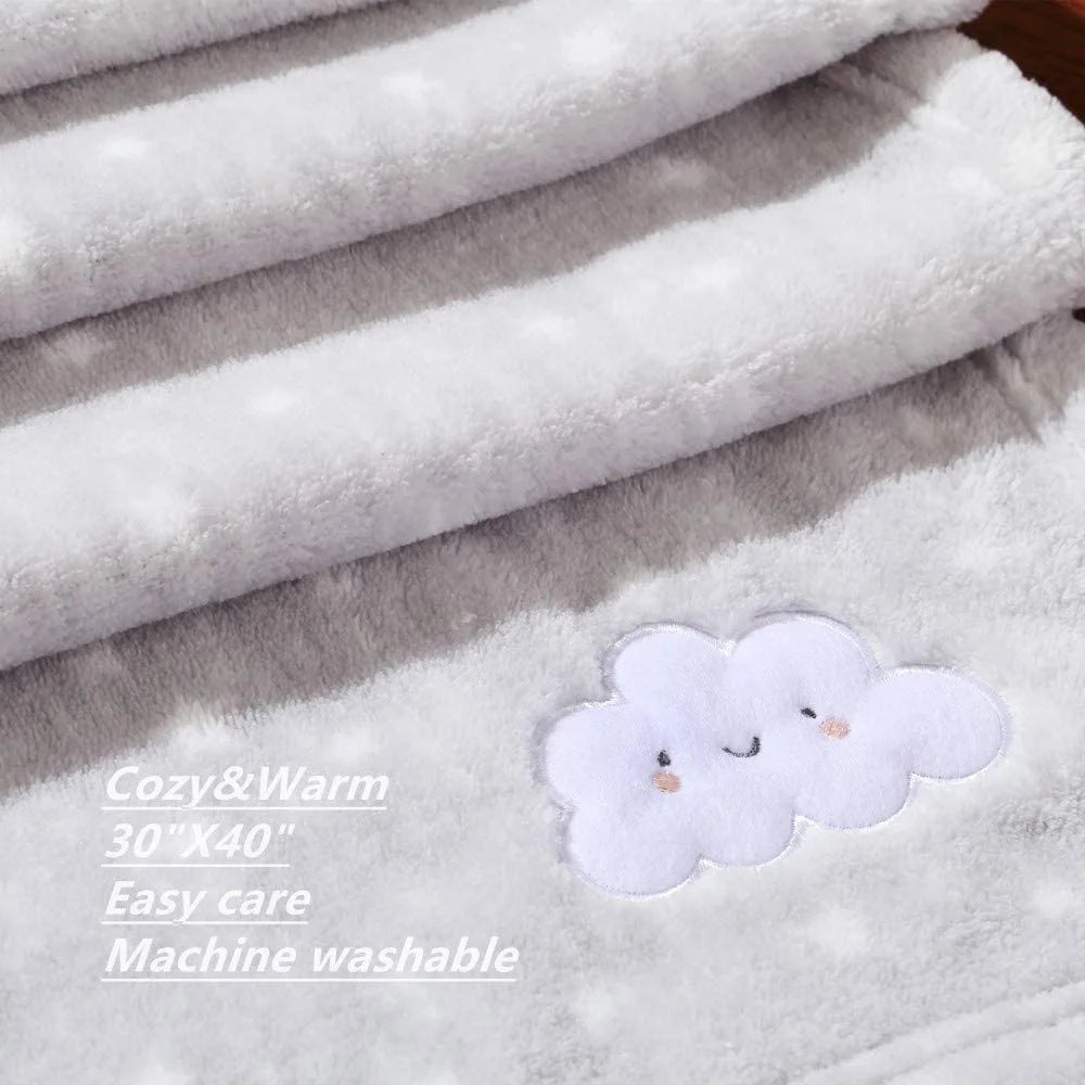 30''X40'' Cute Cozy Fluffy Warm Baby Blanket for Boys Infants Toddlers' Bedding Crib Cot Stroller, Baby Shower Birthday Newborn'S Gift - Grey Cloud