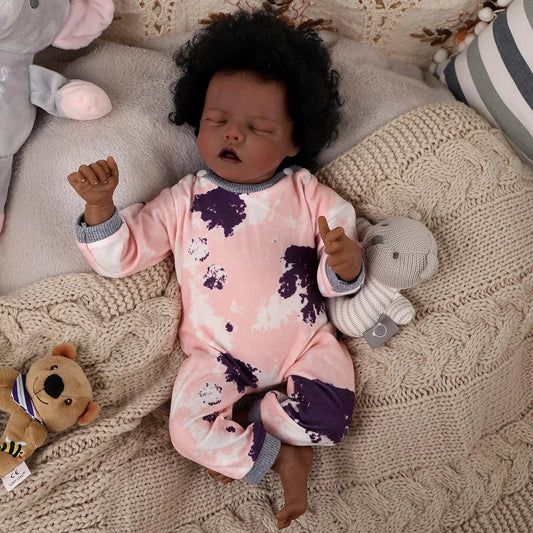 RSG Reborn Baby Dolls Black 17 Inch Realistic Real Life Newborn African American Cloth Body for Kids Age 3+