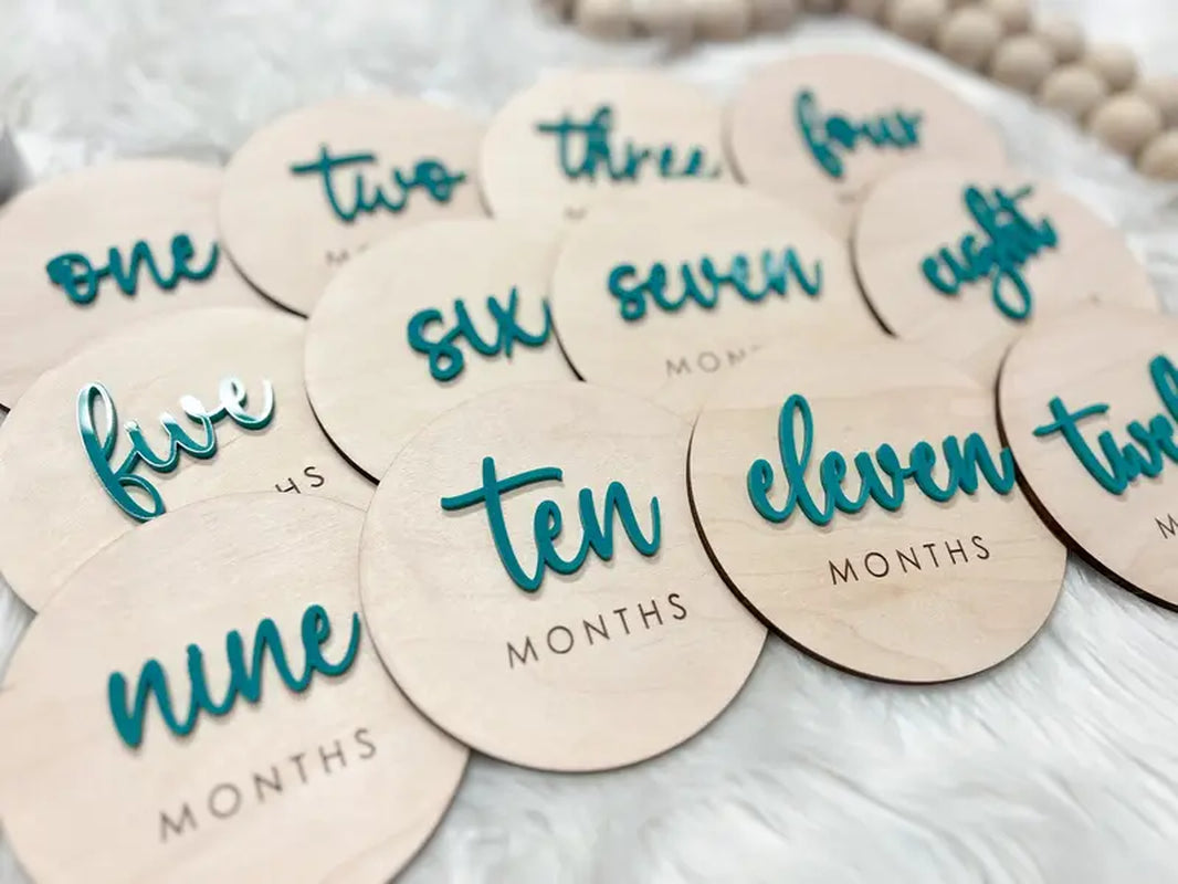 Baby Monthly Milestone Marker, Month Photo Sign Baby, Monthly Wooden Milestone Discs, Baby Shower Gift, Personalized Baby Milestone Acrylic