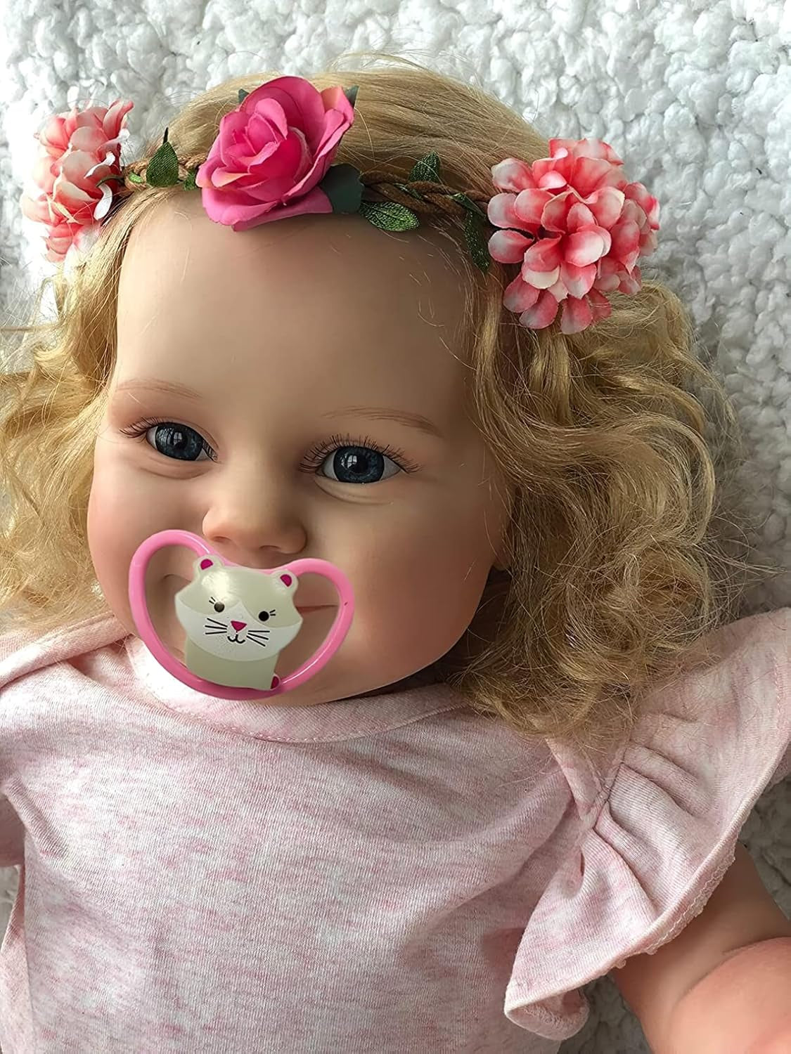 50CM/60CM Realistic Sweet Face Detailed Painting Blonde Hair Smiling Reborn Toddler Newborn Baby Girl Doll Handcrafted in Silicone Vinyl That Look Real and Feel Real