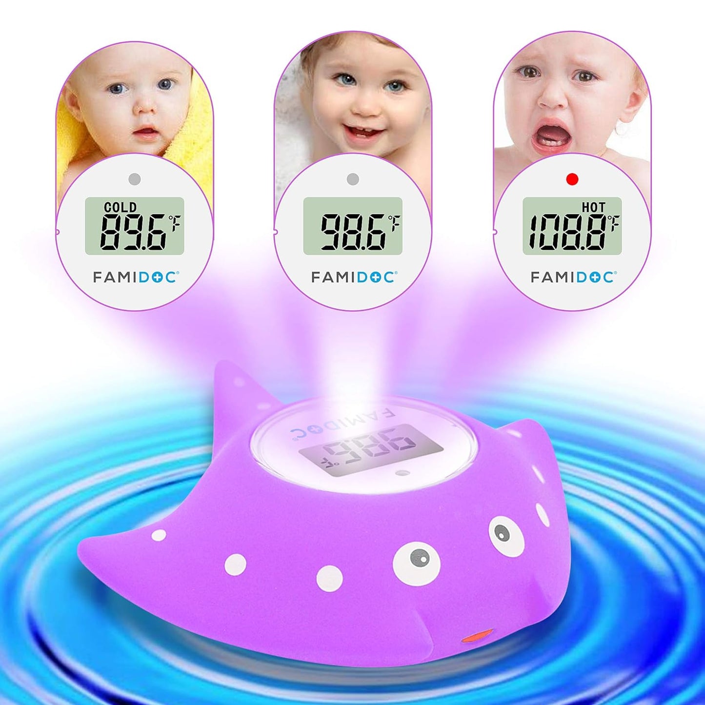 Baby Bath Thermometer with Room Thermometer NEW Upgraded Sensor Technology for Baby Bath Tub Floating Toy Thermometer (Purple)