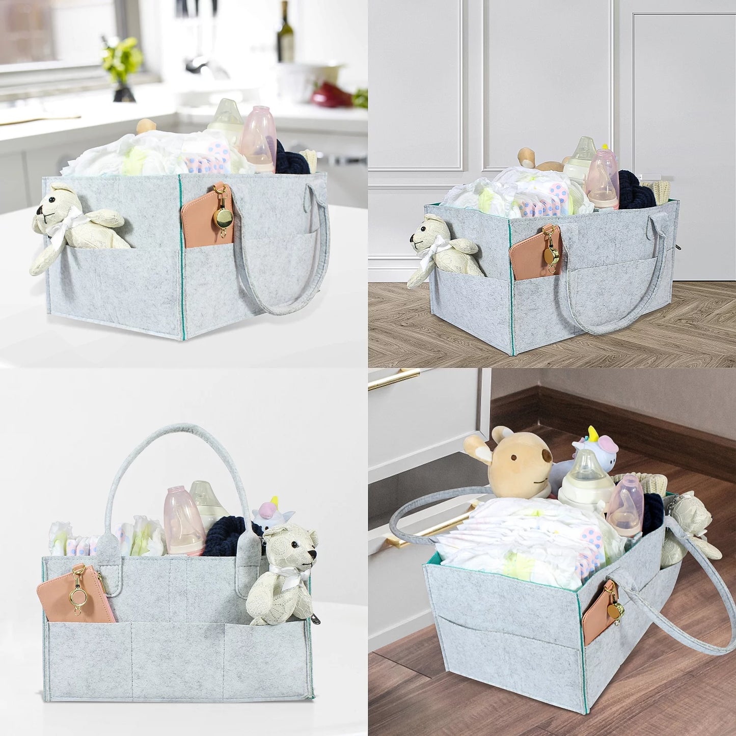 Baby Diaper Caddy - Nursery Diaper Tote Bag - Large Portable Car Travel Organizer - Boy Girl Diaper Storage Bin for Changing Table - Baby Shower Gift Basket - Newborn Registry Must Haves