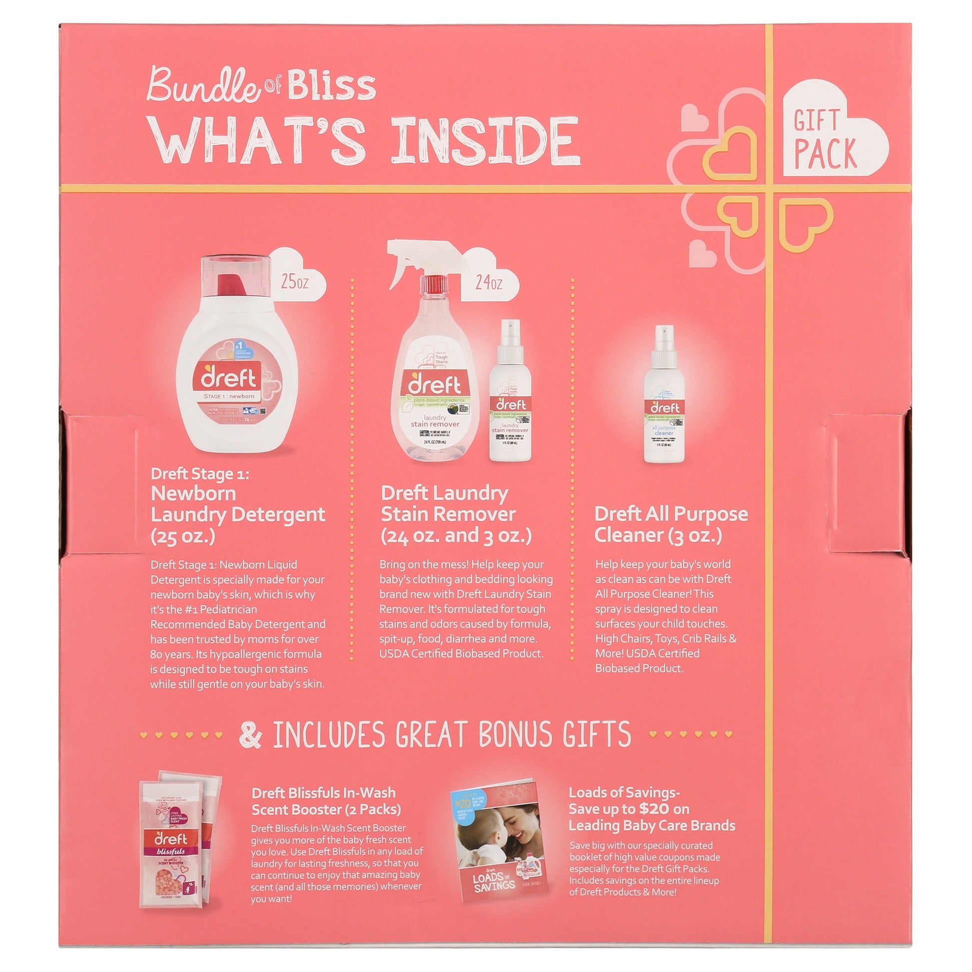 Bundle of Bliss Gift Set with Baby Laundry Detergent and Stain Remover Essentials, 7 Pieces