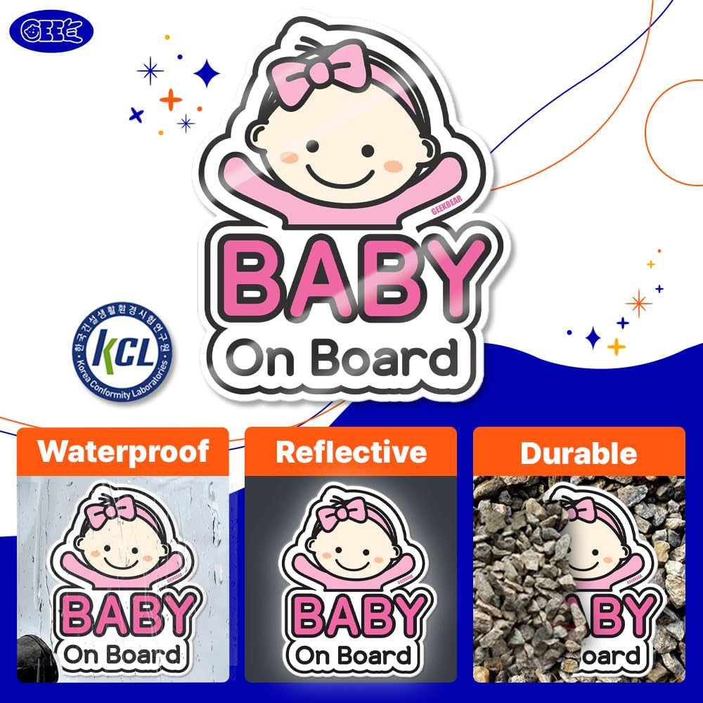 Baby on Board Car Sticker - Character Design, Reflective, Weather-Resistant (01. Basic Boy)