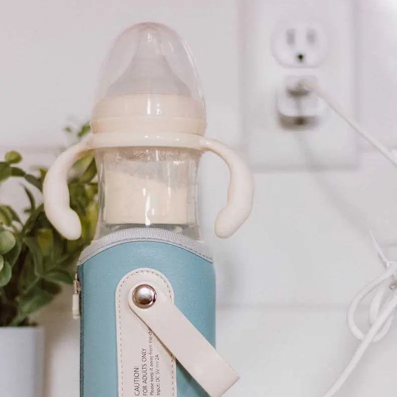 Milk and Honey Baby Bottle with Baby Blue Thermostatic Warmer