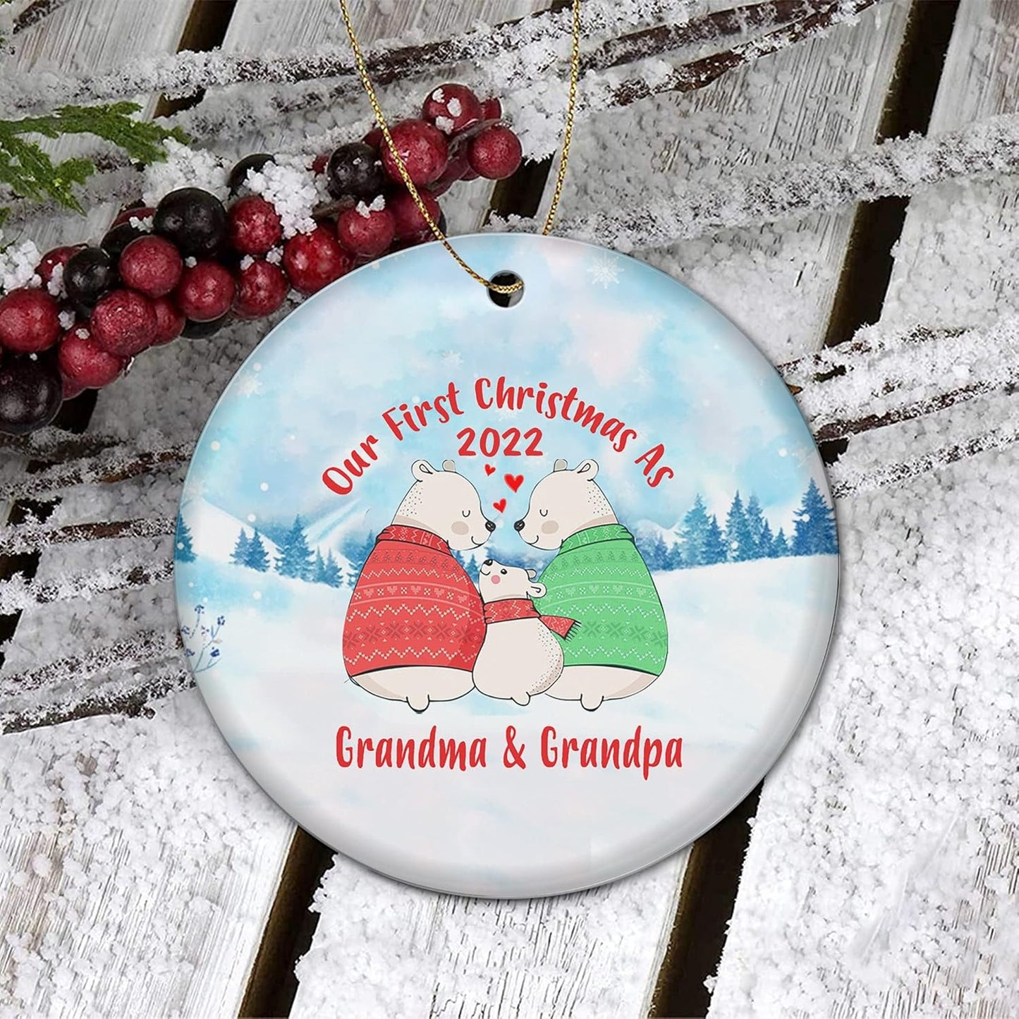 First Christmas as Grandparents Baby New Parent 1St Chirstmas Baby Gift for New Grandma Grandpa Ornament (First Christmas as Grandparents, Pack 1)