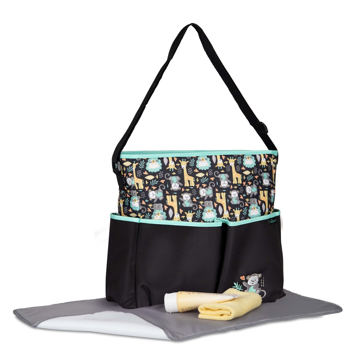 Monkey Print Top Zip Tote Diaper Bag