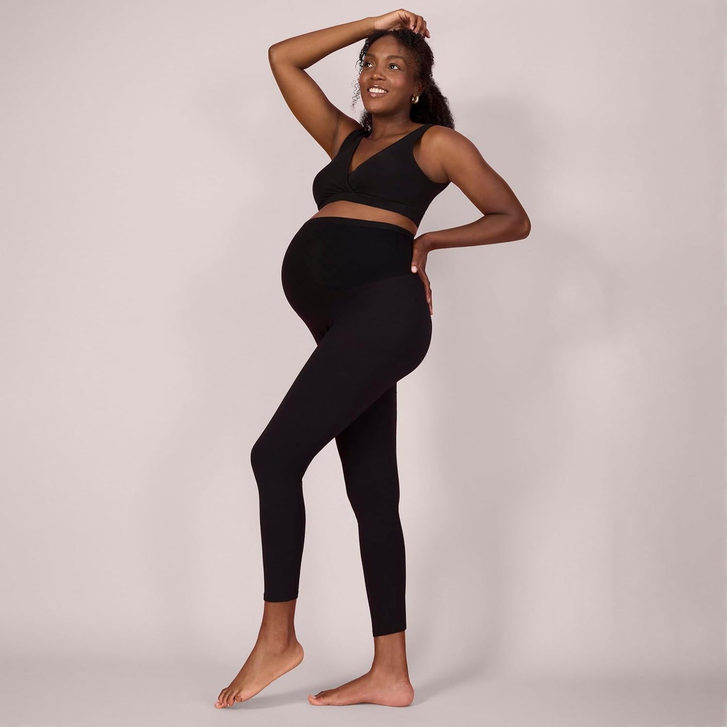 Women'S Essential Stretch Full Length Secret Fit over the Belly Pregnancy Legging