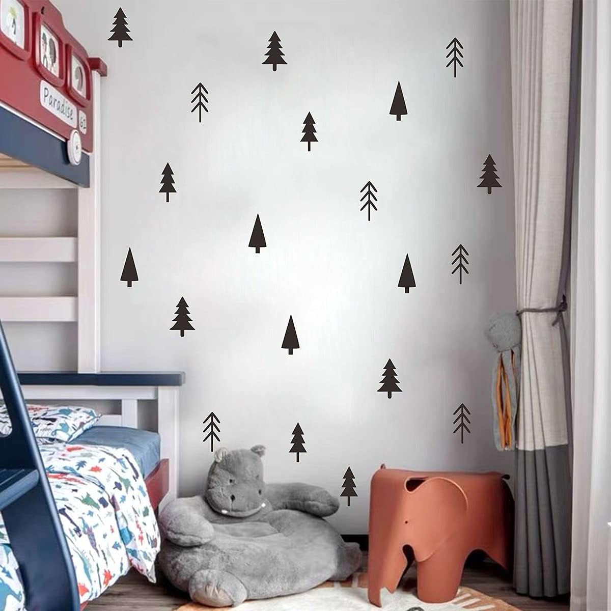 Small Pine Tree Wall Sticker Vinyl Black Tree Wall Decal Forest Tree Wall Stickers Pine Tree Wall Decals for Kids Room Bedroom Nursery Decor, Black Trees