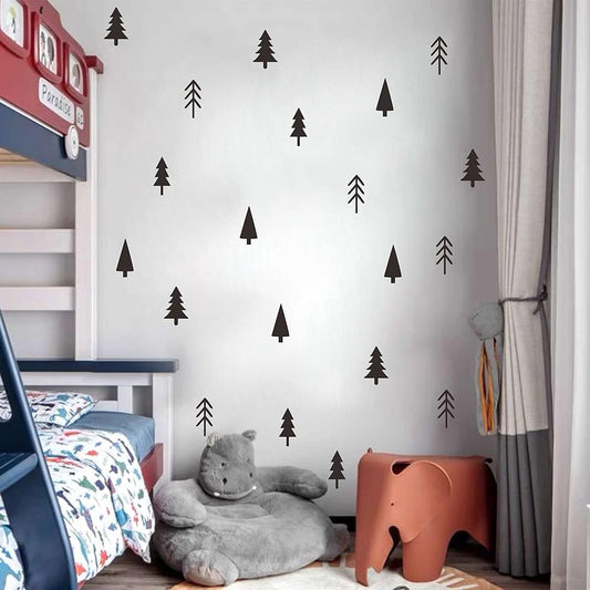 Small Pine Tree Wall Sticker Vinyl Black Tree Wall Decal Forest Tree Wall Stickers Pine Tree Wall Decals for Kids Room Bedroom Nursery Decor, Black Trees