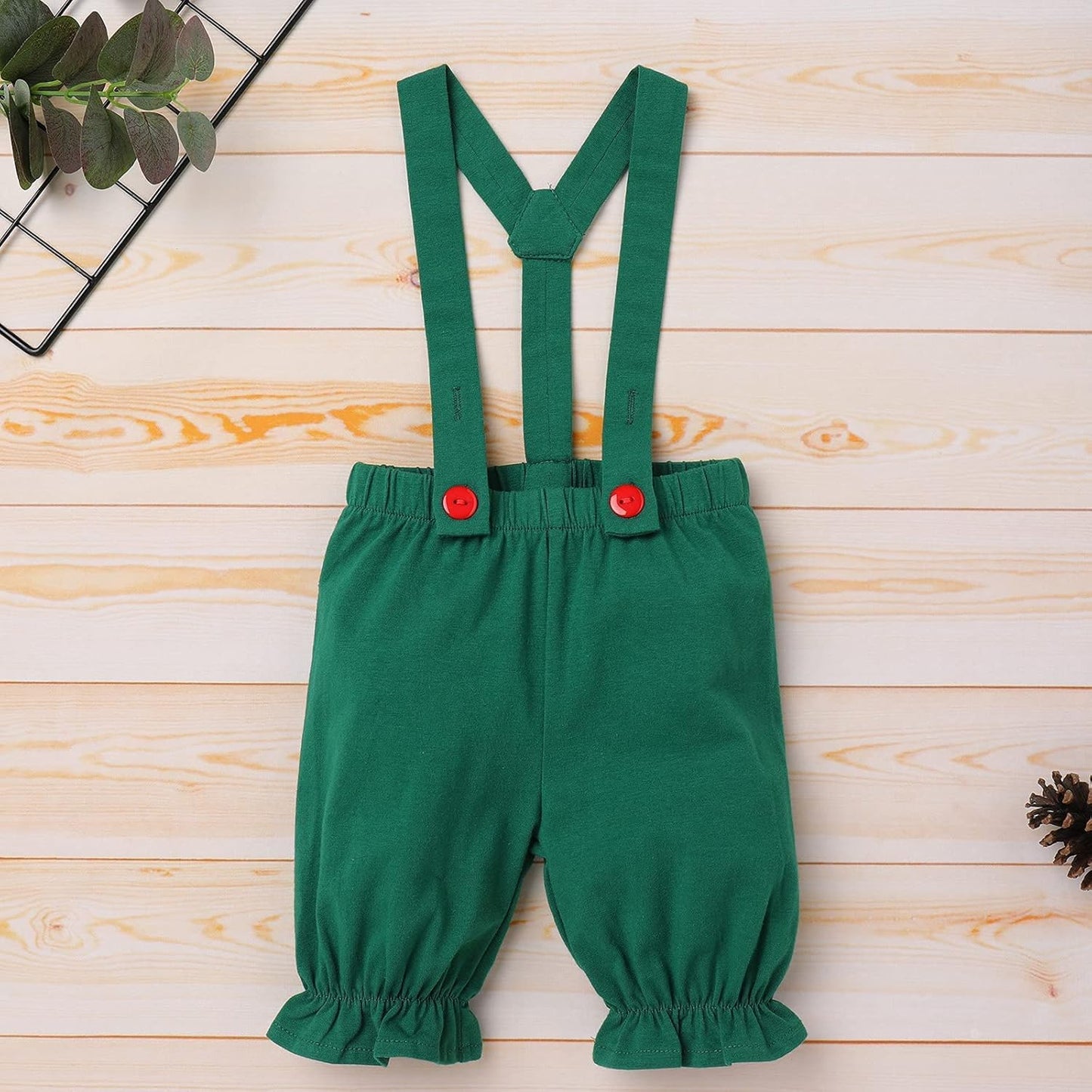 Newborn Baby Christmas Outfit Santa Elf Costume Suspenders Skirt Pants Hat Cosplay Suits for Boys Girls Photo Shoot