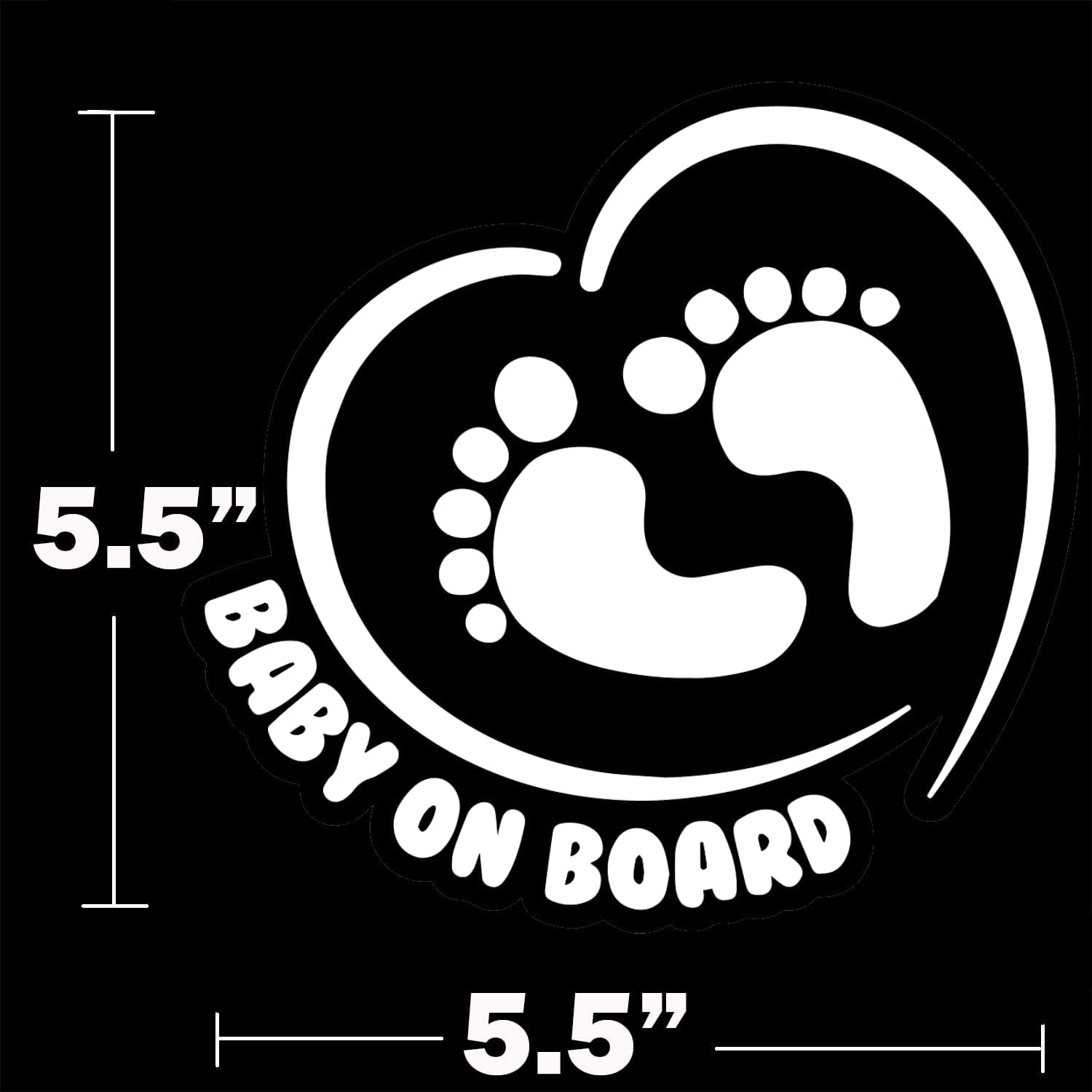 Baby on Board Sticker for Cars Funny Cute Safety Caution Decal Sign for Car Window and Bumper No Need for Magnet or Suction Cup - Footprint in Heart