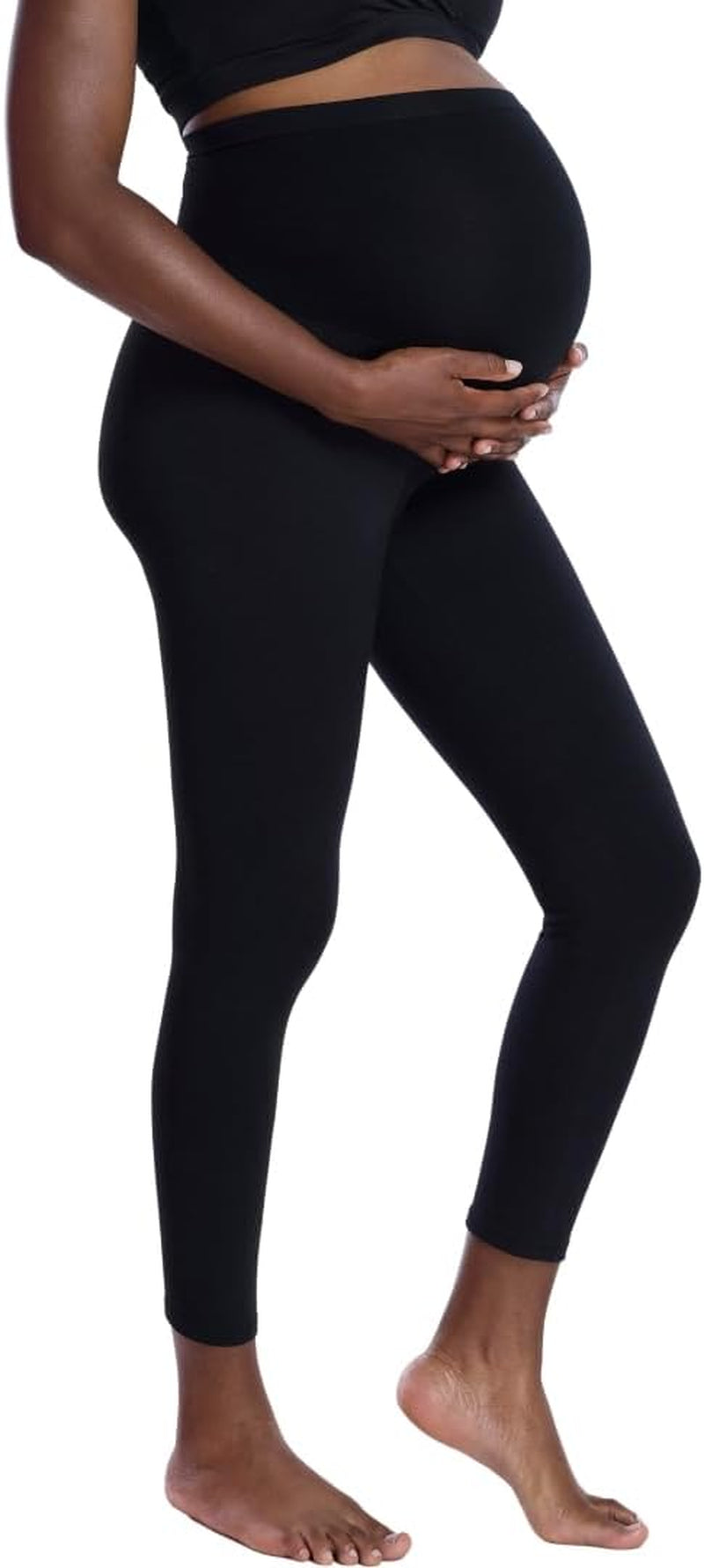 Women'S Essential Stretch Full Length Secret Fit over the Belly Pregnancy Legging