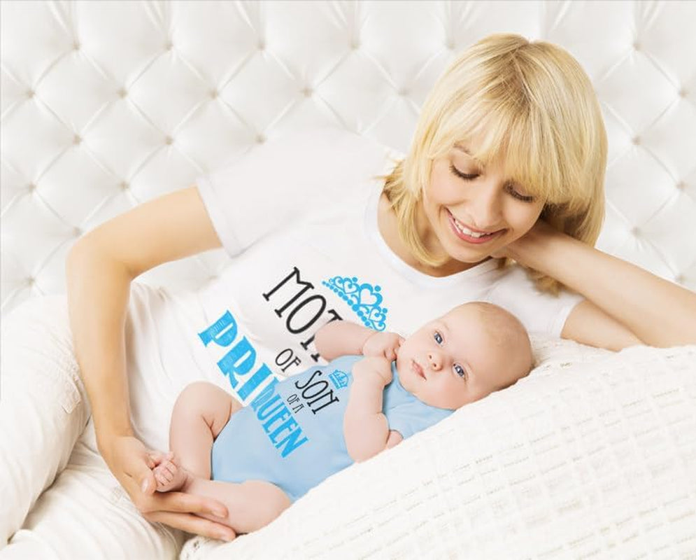 Mother & Son Matching Set Gift for Mom Baby Boy Shower Bodysuit & Women T-Shirt