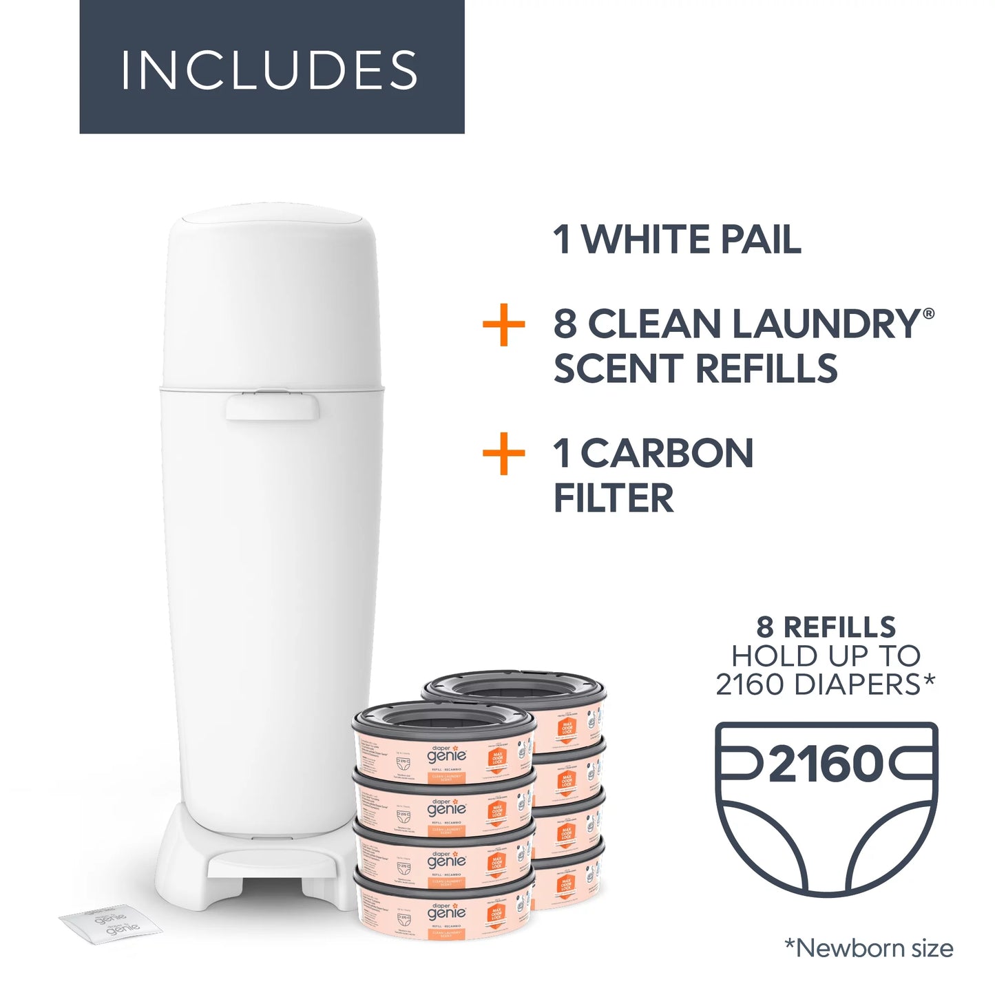 Infant Registry Gift Set Includes 8 Clean Laundry Scent round Refills, White