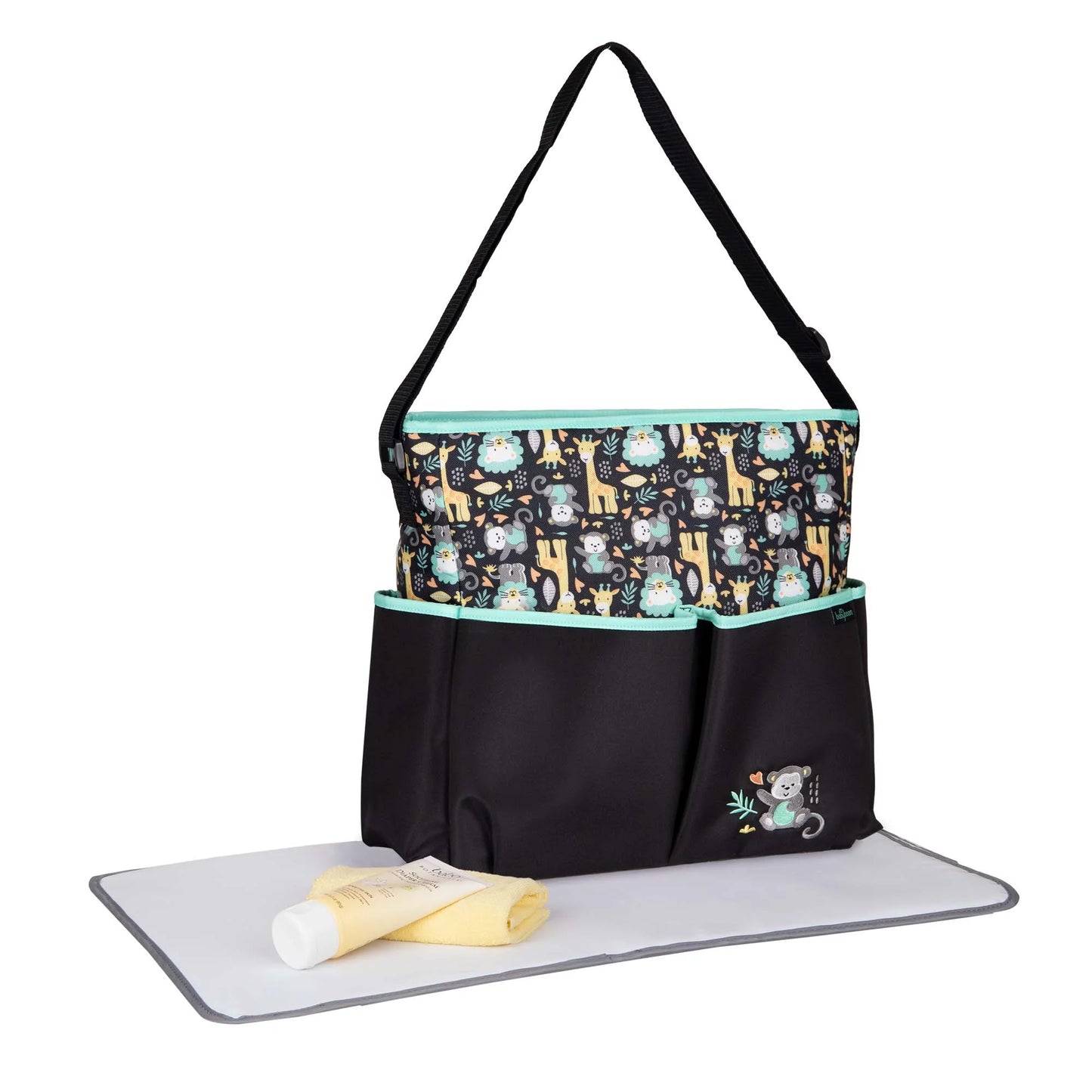 Monkey Print Top Zip Tote Diaper Bag