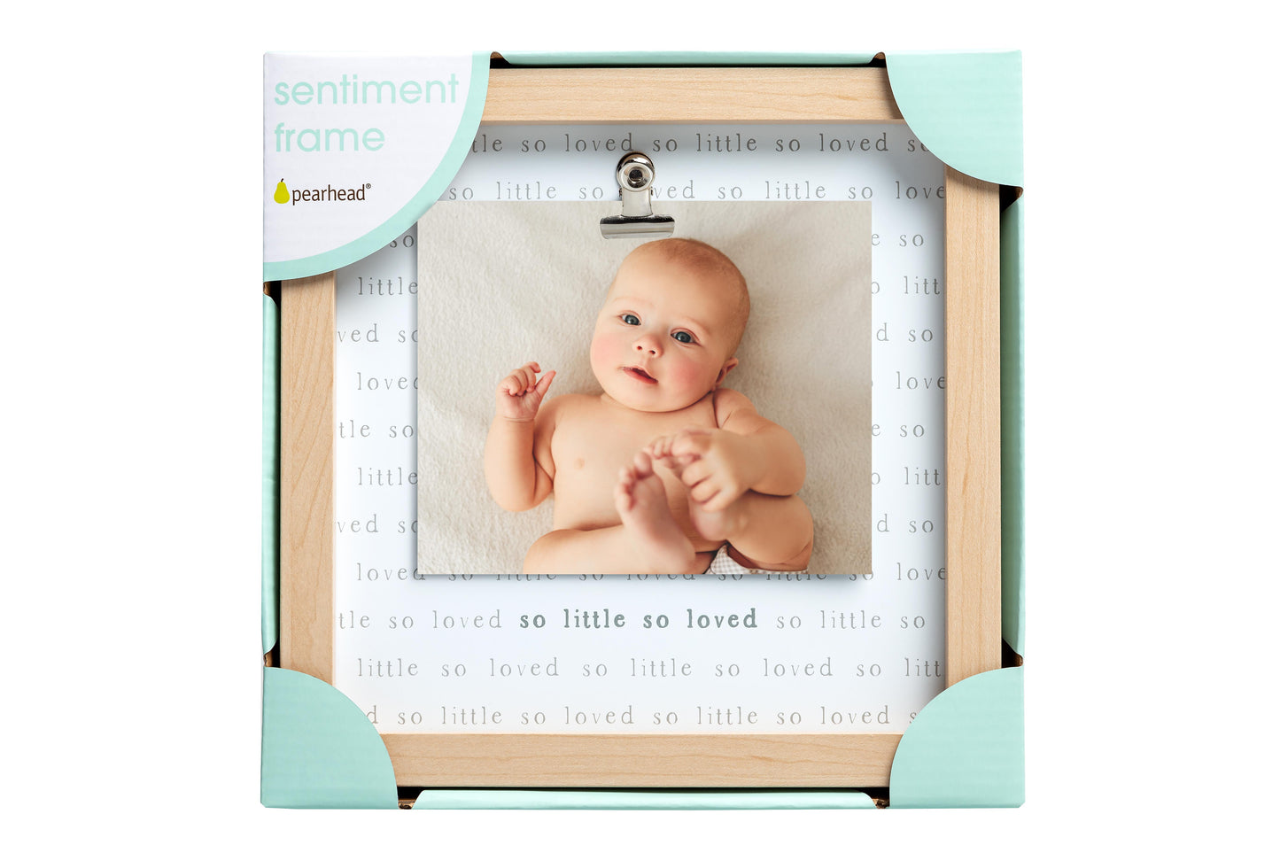 Wooden so Little so Loved Sentiment Clip Frame, Baby Gift