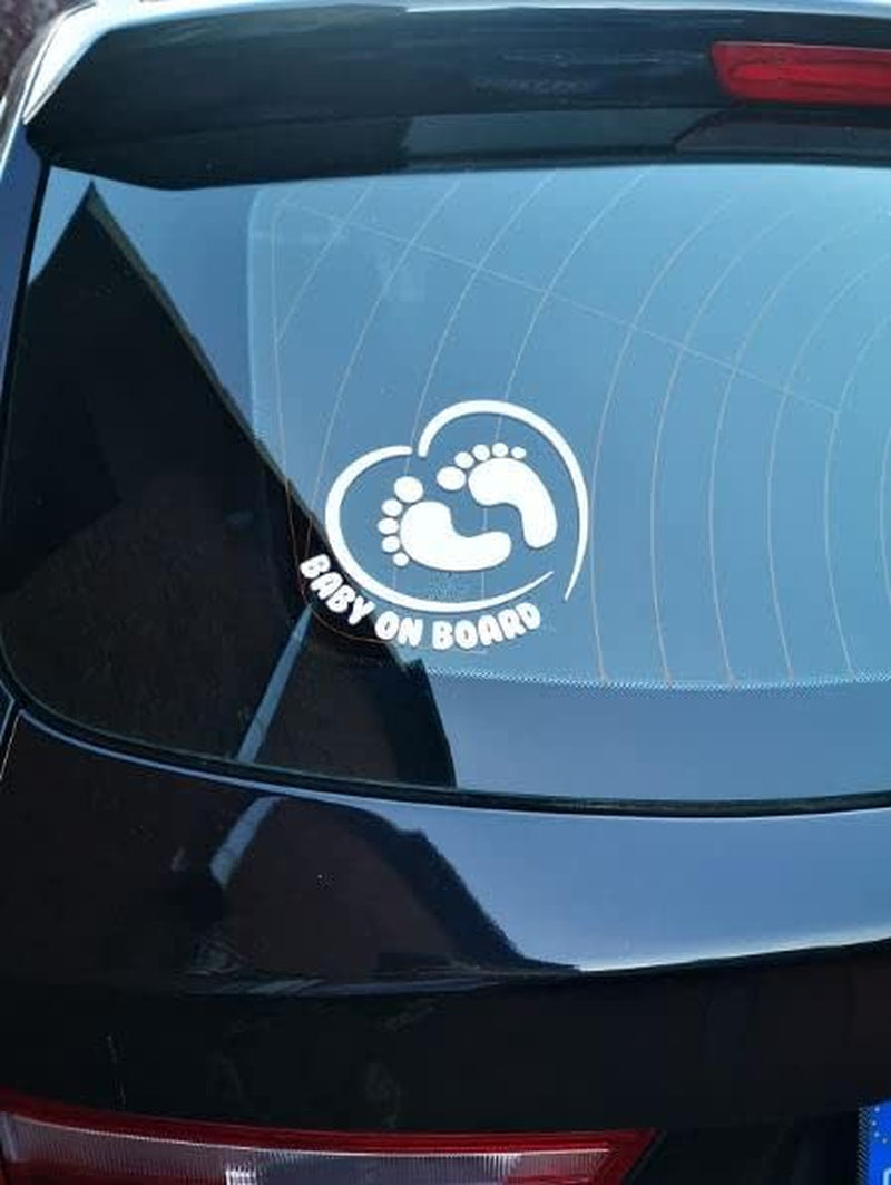 Baby on Board Sticker for Cars Funny Cute Safety Caution Decal Sign for Car Window and Bumper No Need for Magnet or Suction Cup - Footprint in Heart