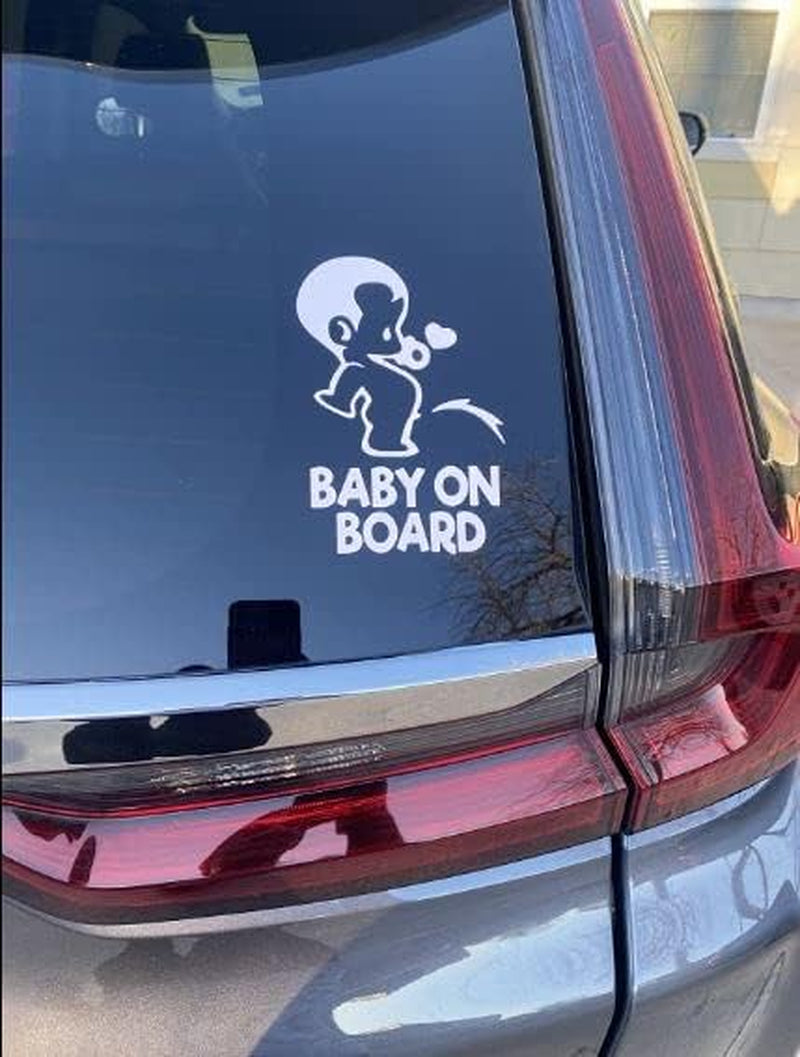 Baby on Board Sticker for Cars Funny Cute Safety Caution Decal Sign for Car Window and Bumper No Need for Magnet or Suction Cup - Peeing Boy