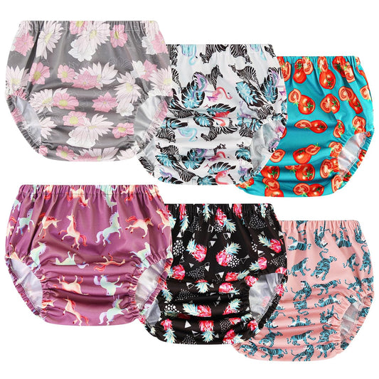 6Pcs Diaper Covers for Girls Plastic Underwear Covers for Potty Training Rubber Pants for Toddlers Rubber Training Pants for Toddlers Plastic Training Pants 2T Plastic Diaper Covers Toddler