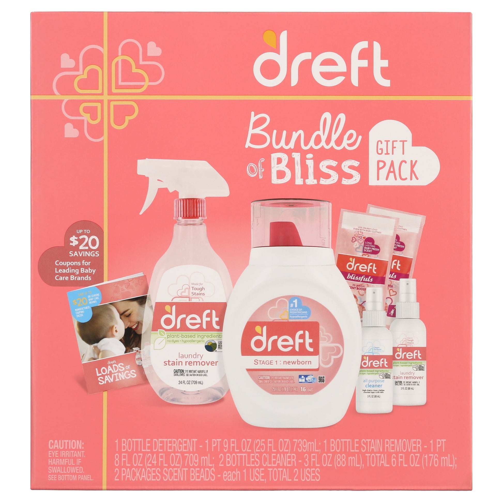 Bundle of Bliss Gift Set with Baby Laundry Detergent and Stain Remover Essentials, 7 Pieces