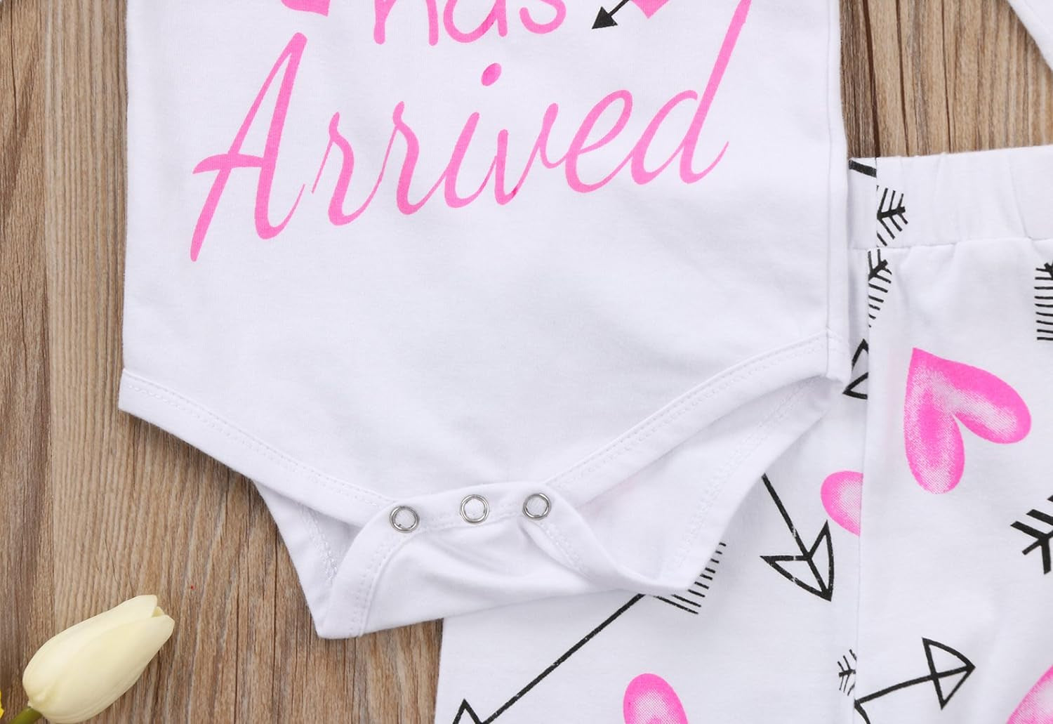 4 Pcs Baby Girls Pants Set Newborn Infant Toddler Letter Romper Arrow Heart Pants Hats Headband Clothes Pink