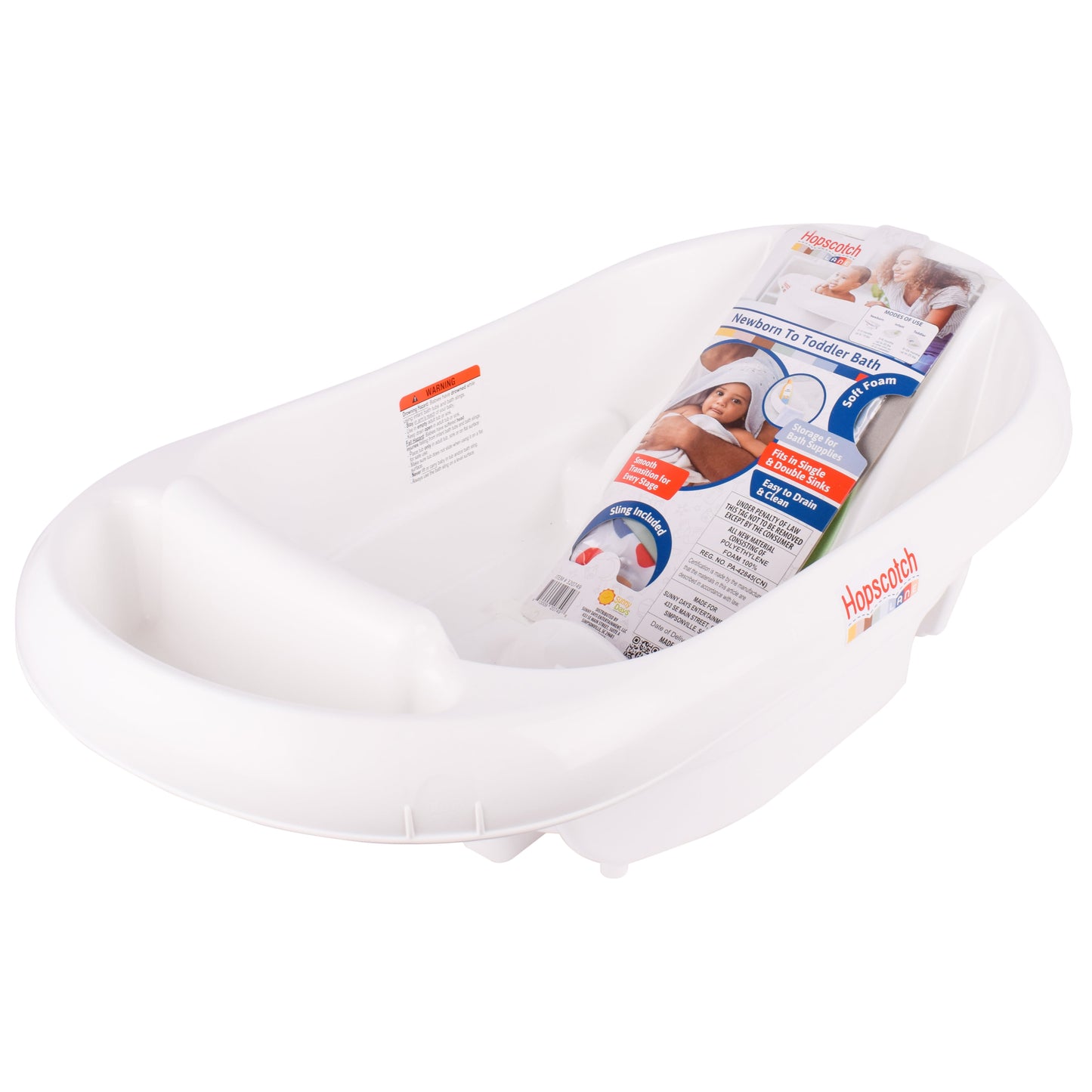 Newborn to Toddler White 3-In-1 Bath with Sling, Infants Ages 0+ Months, Unisex