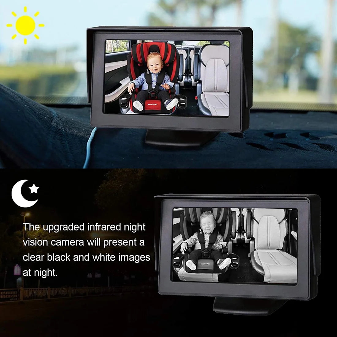 Baby Car Back Seat Camera, 4.3" HD 1080P Monitor Screen Camera Night Vision Infant Mirror