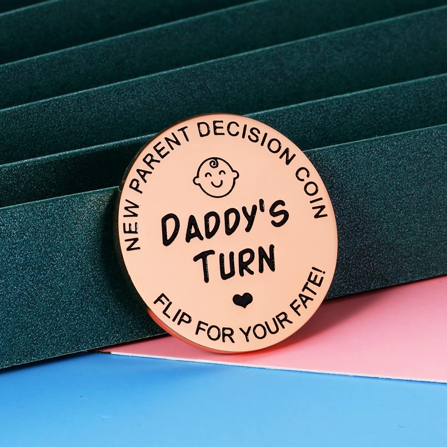 New Baby Gift for Parent Mom Daddy Funny Decision Coin for Women Men Pregnancy Mothers for First Time Moms Dads Mummy to Be Christmas Birthday Present Double-Sided (Gold)