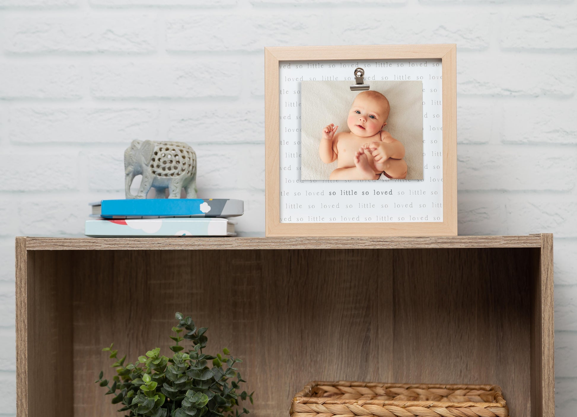 Wooden so Little so Loved Sentiment Clip Frame, Baby Gift