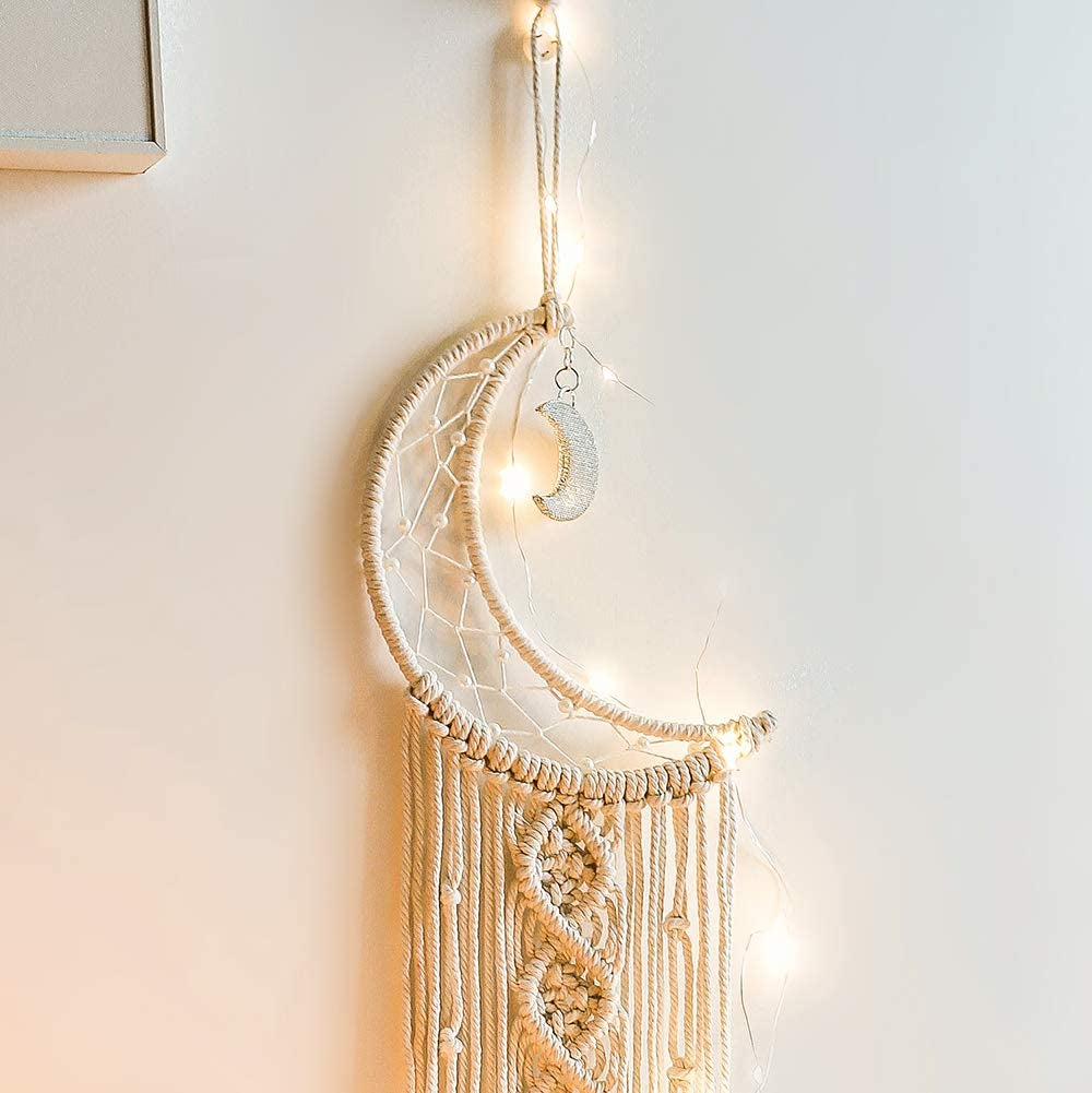 Star Moon Dreamcatcher 2Pcs, Teen Girl Room Decor,Macrame Wall Hanging for Baby Girl Gifts,4~10 Year Old Girl Gift Ideas, for Mom, Boho Dream Catcher for Women, Grandma Gift,Daughter