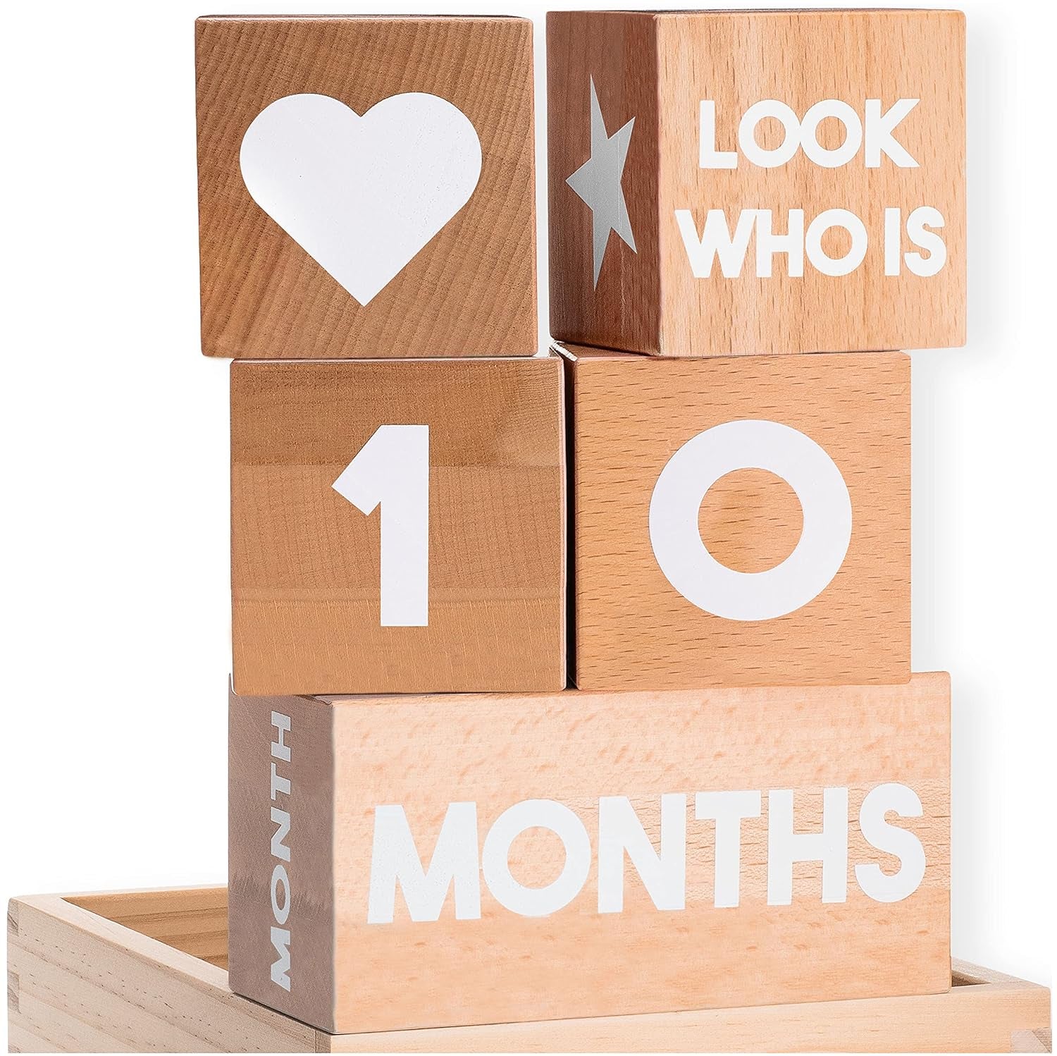 Baby Monthly Milestone Blocks — Cute Nursery Decor — Lovely Newborn Photography Props — Baby Shower Gifts (Natural Beech)