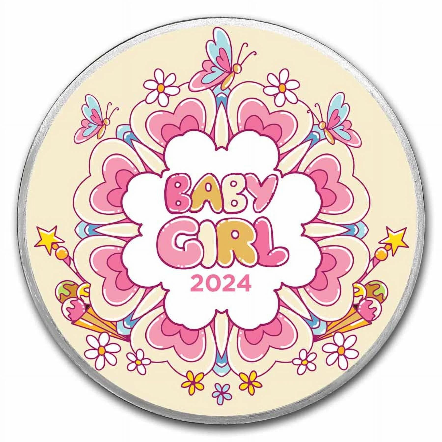 1 Oz Silver Colorized round -  (2024 Baby Girl)