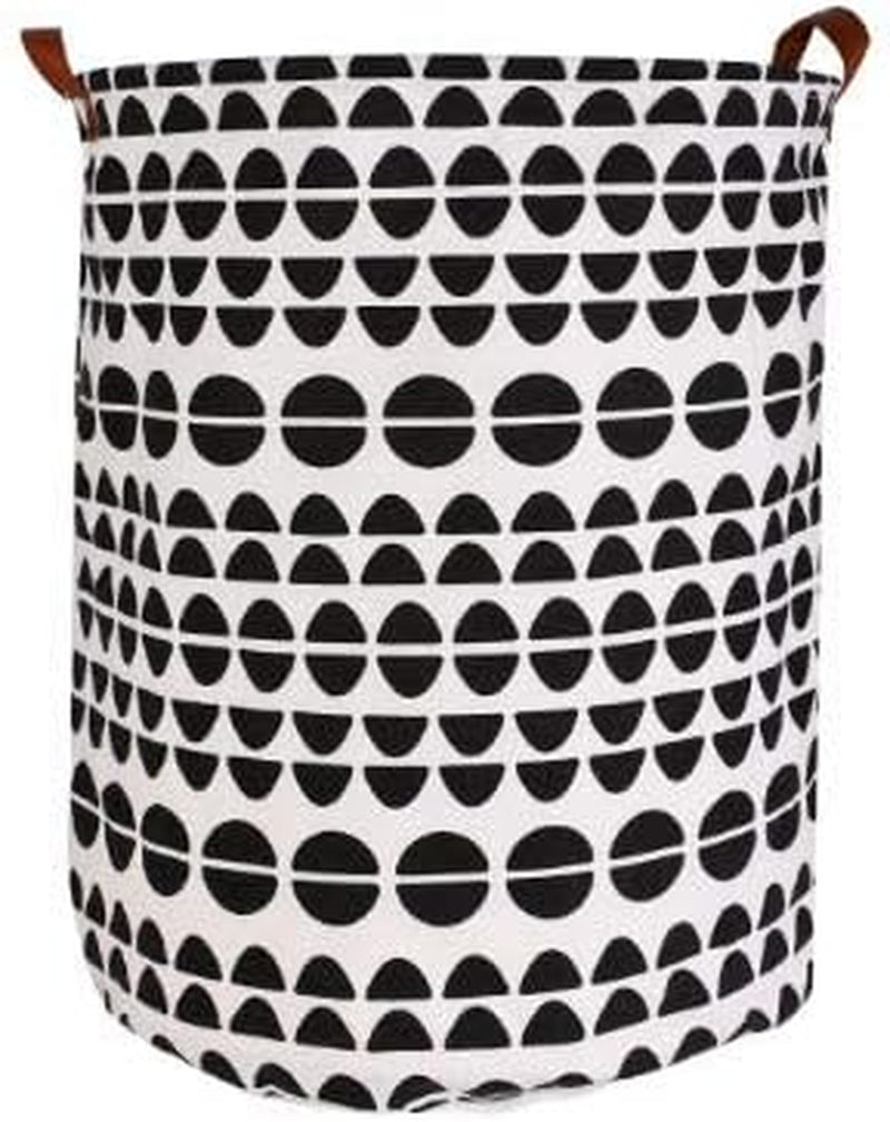 Modernhome & Co 19.7In Tall Laundry Basker Large Hamper Room Storage Decor Waterproof Foldable Canvas Laundry Baskets Kawaii Room Decor Baskets for Organizing Baby Hamper Laundry Bag (Black Sm Polka)