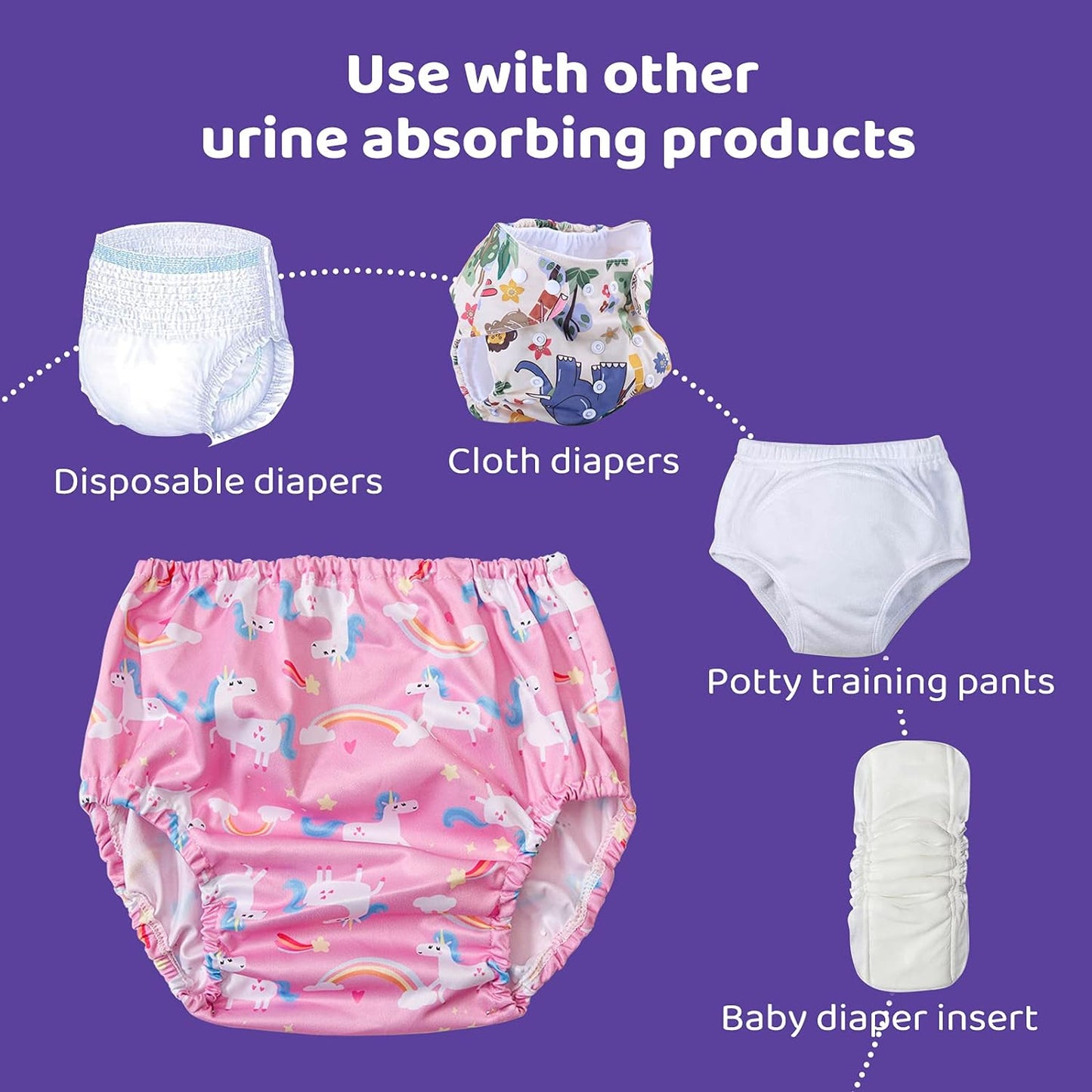 Waterproof Plastic Swim Diaper Cover for Plastic Pants Good Elastic Rubber Pants for Toddlers Plastic Underwear Covers for Potty Training Pants Girl 2T