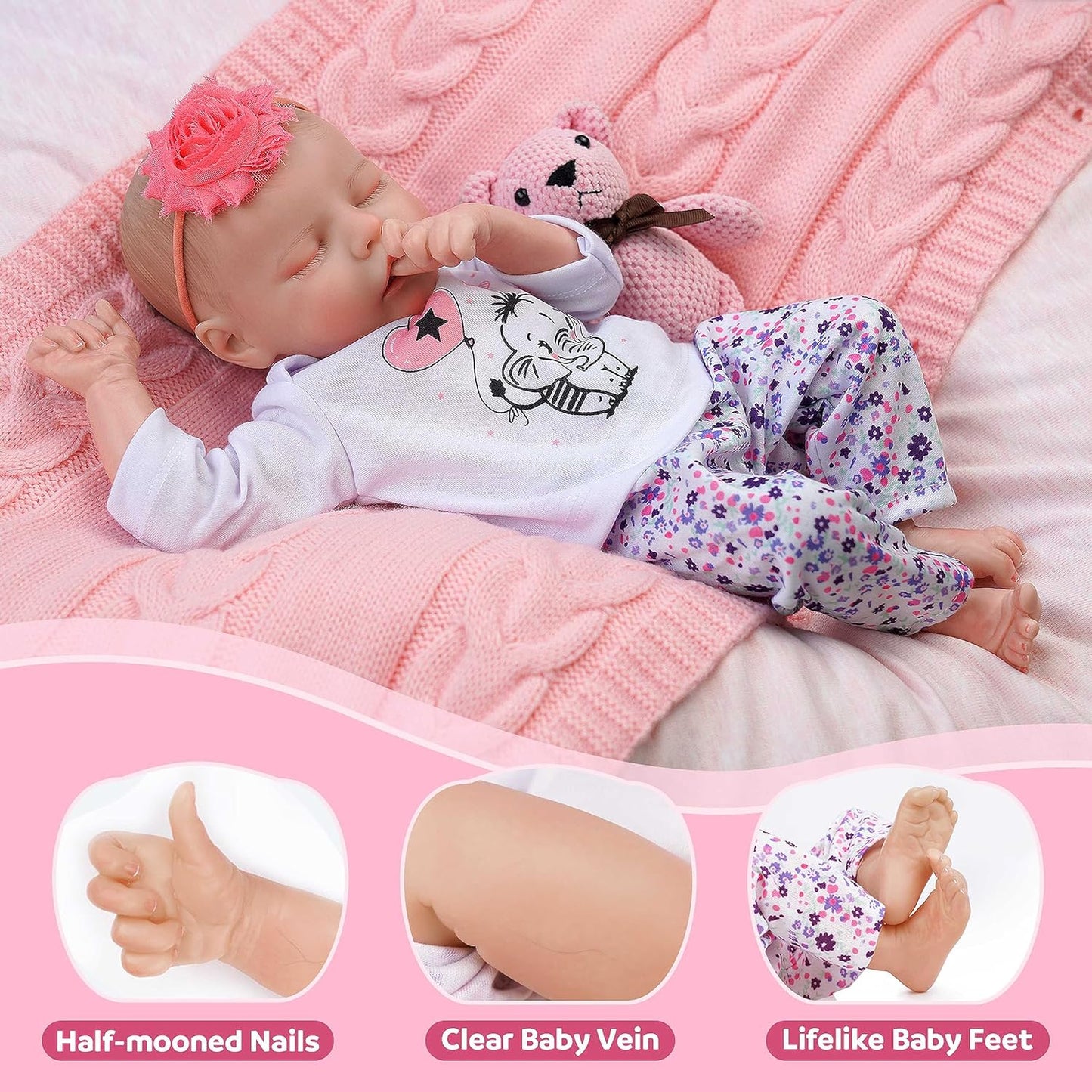 Lifelike Reborn Baby Dolls - 0-3 Months Baby Soft Body Realistic-Newborn Baby Dolls Real Life Baby Dolls with Feeding Kit & Gift Box for Kids Age 3 + or Collection3