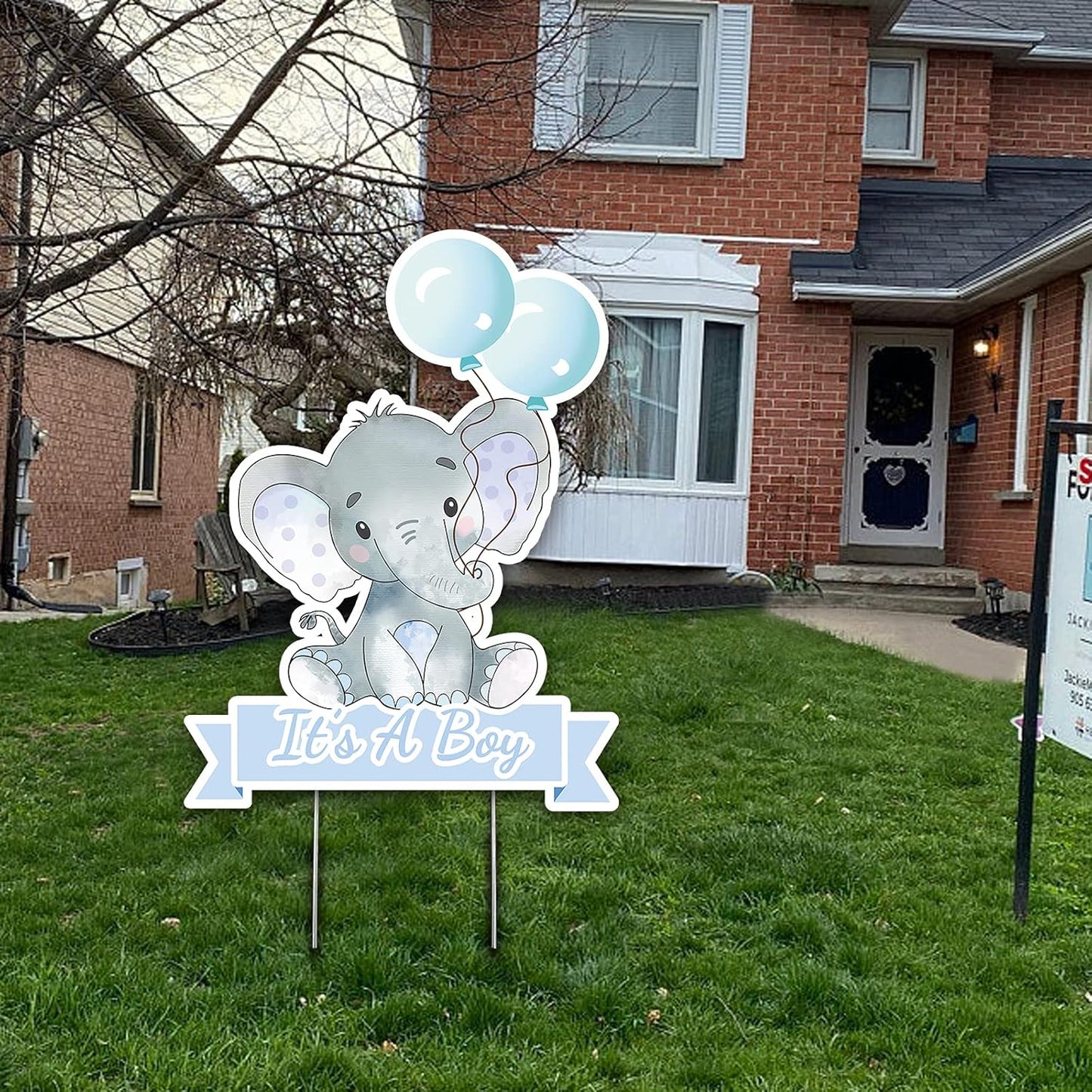 Blue Elephant with Balloons It'S a Boy Yard Sign with Stake for Baby Shower Decorations