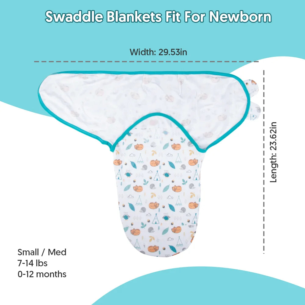 Swaddle Blankets for Boys Girls Swaddle Wrap 0-12 Months 3-Way Adjustable Cotton Sleepsack 3 Pcs