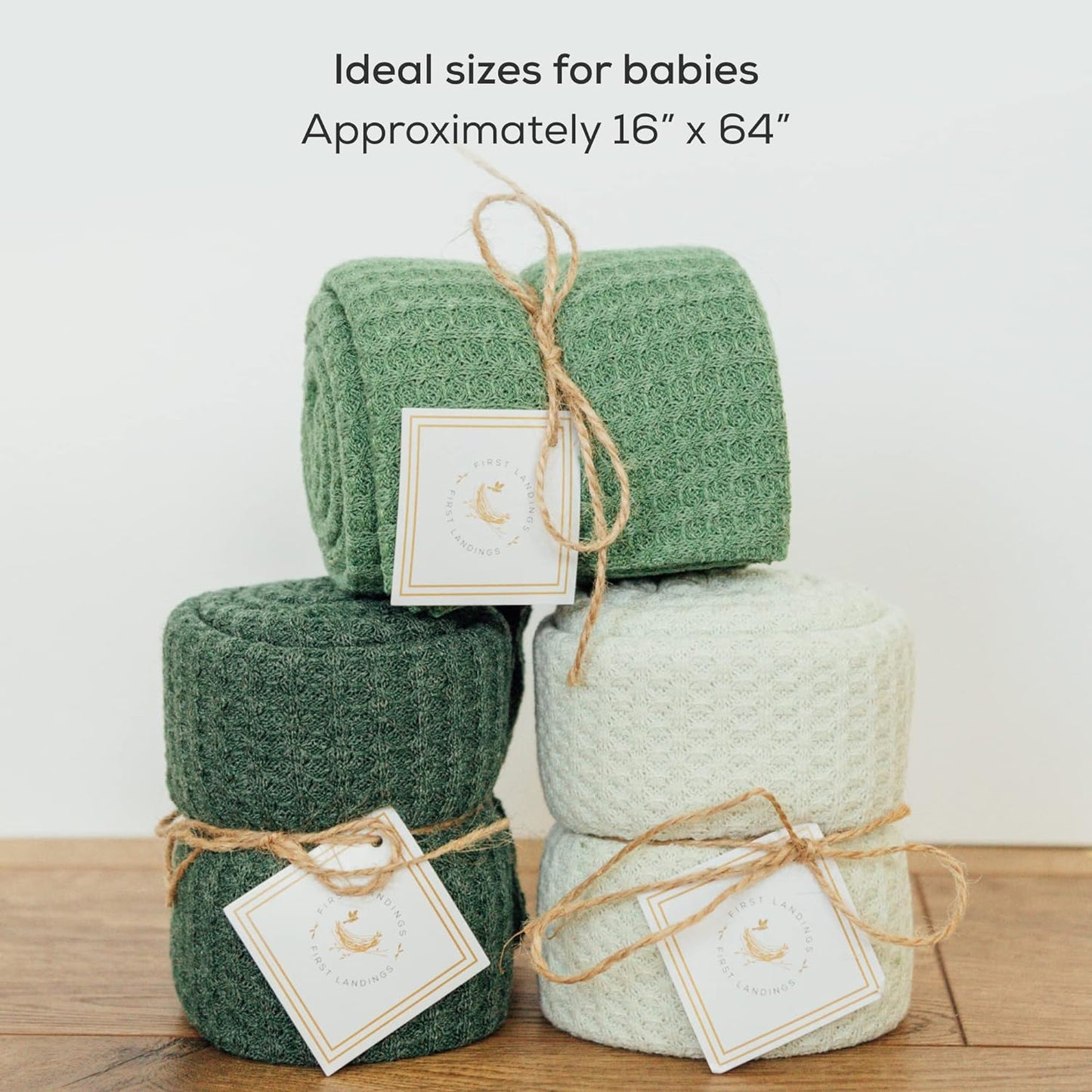 Newborn Photography Wraps, 3-Pack - 16" X 64" Soft Knit Baby Wrap Receiving Blankets - Newborn Photography Props Baby Blankets - Gender Neutral Baby Essentials (Green)