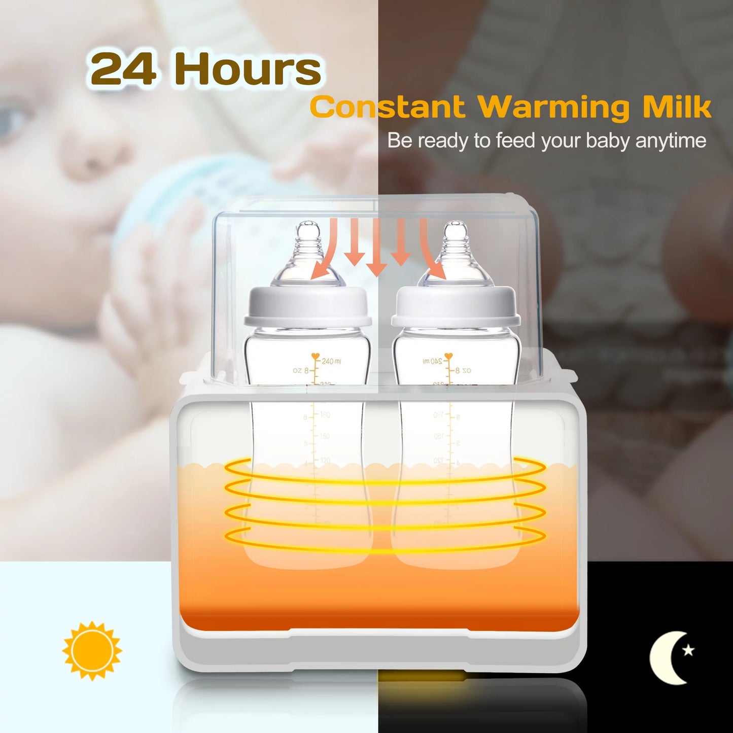 Baby Bottle Warmer, Fast Baby Food Heater for Breast Milk and Formula, Steam Sterilizer, White