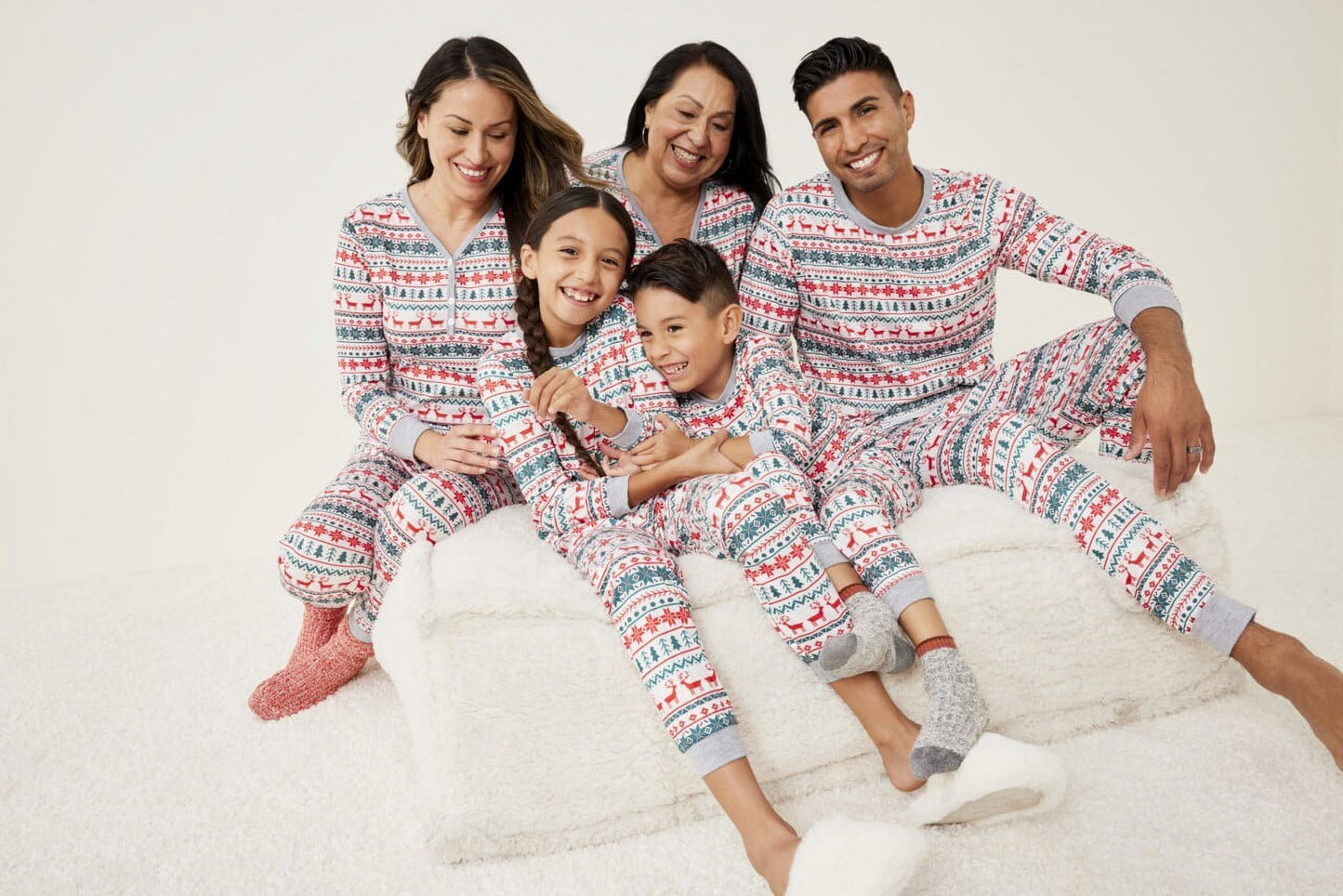 Family Matching Christmas Deer Printing Family Fitted Cotton Soft Two-Piece Pajamas Sets Outfits, Unisex